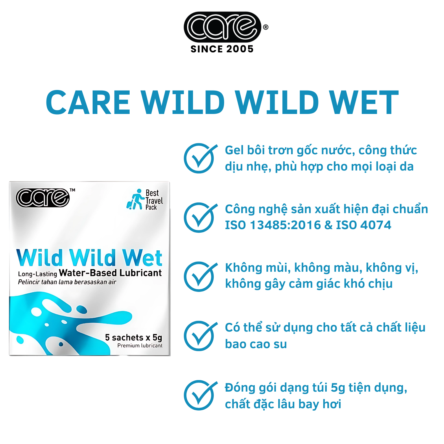 Gel bôi trơn wild wild wet (hộp 5 gói gel)