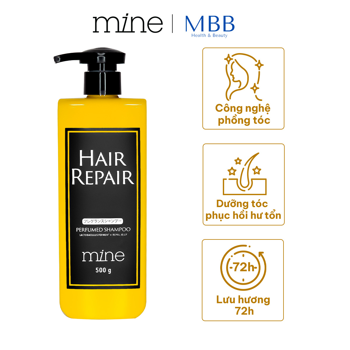 Dầu gội phục hồi hư tổn hương nước hoa Mine 500g - Phân phối chính hãng