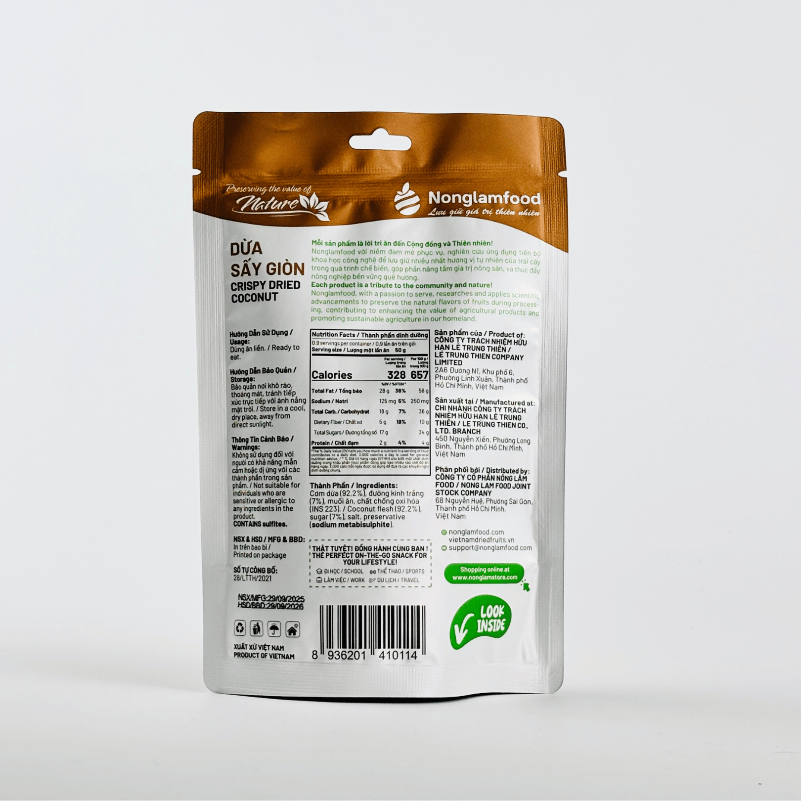 Dừa sấy giòn Nonglamfood - Túi 45g