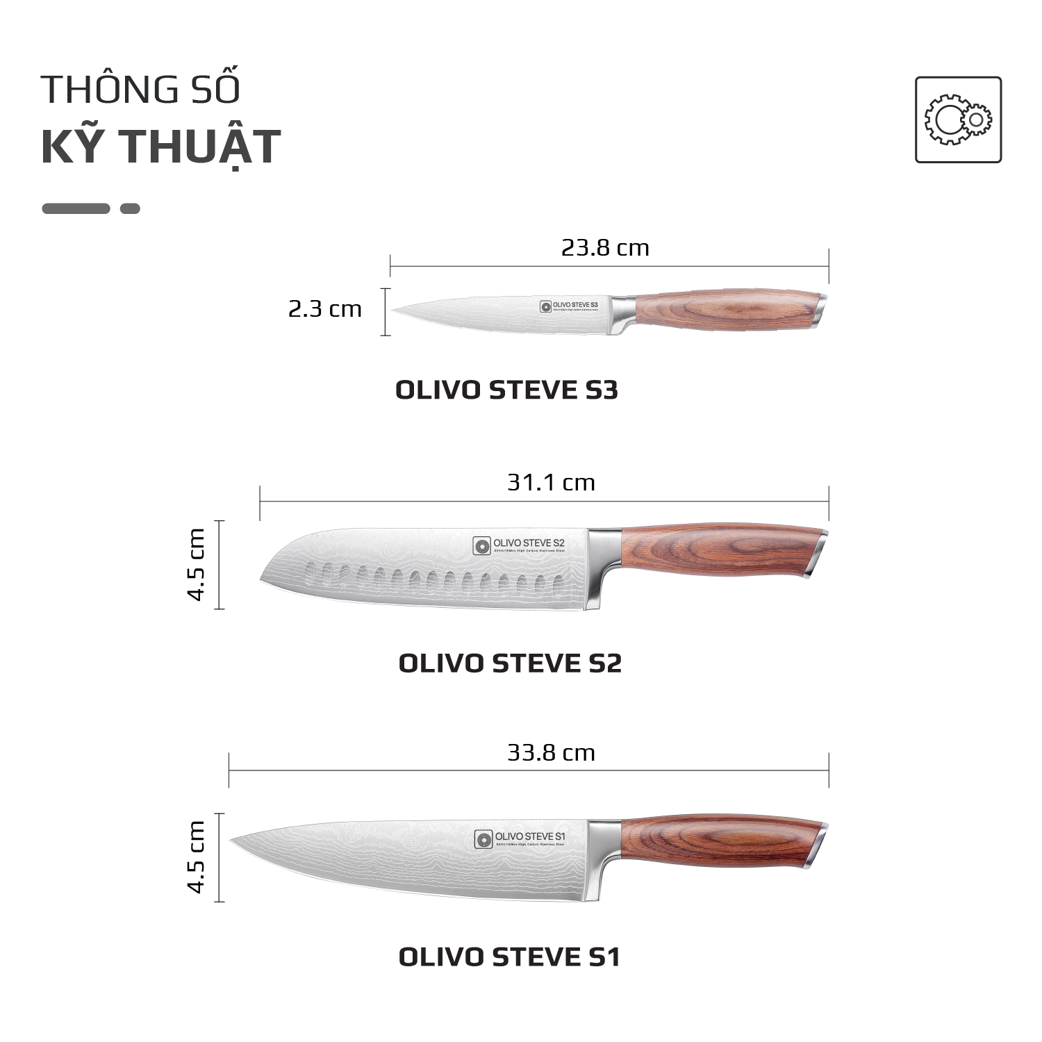 Bộ dao 3 món OLIVO Steve - 10