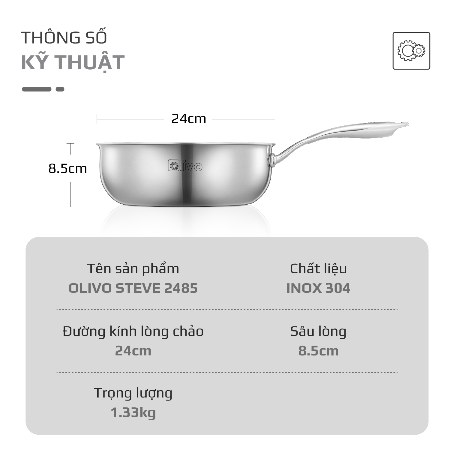 Chảo inox Olivo Steve 2485 - 10