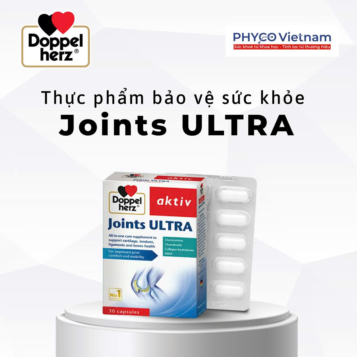 TPBVSK Joints ULTRA hỗ trợ giảm các triệu chứng thoái hóa khớp, bảo vệ sụn khớp ( hộp 30 viên) - Phân phối chính hãng