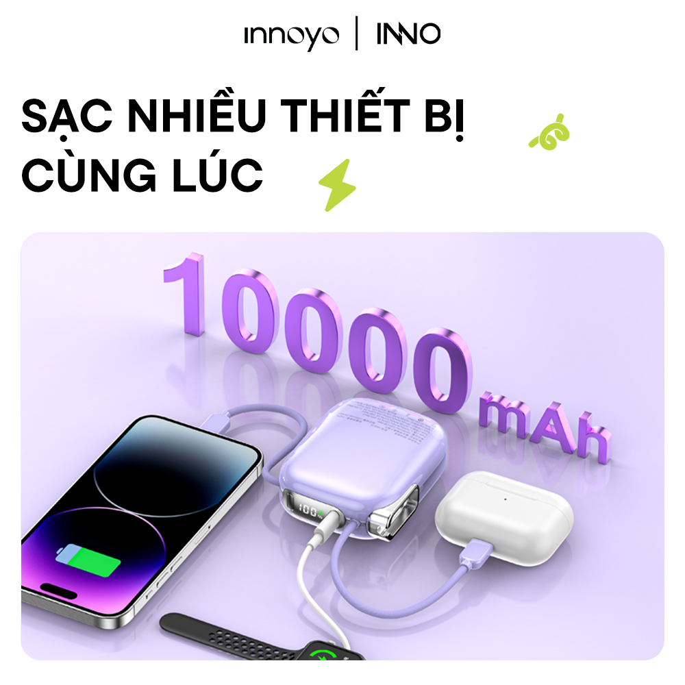 Sạc dự phòng tích hợp dây InnoPower Wired Charging 10000mAh