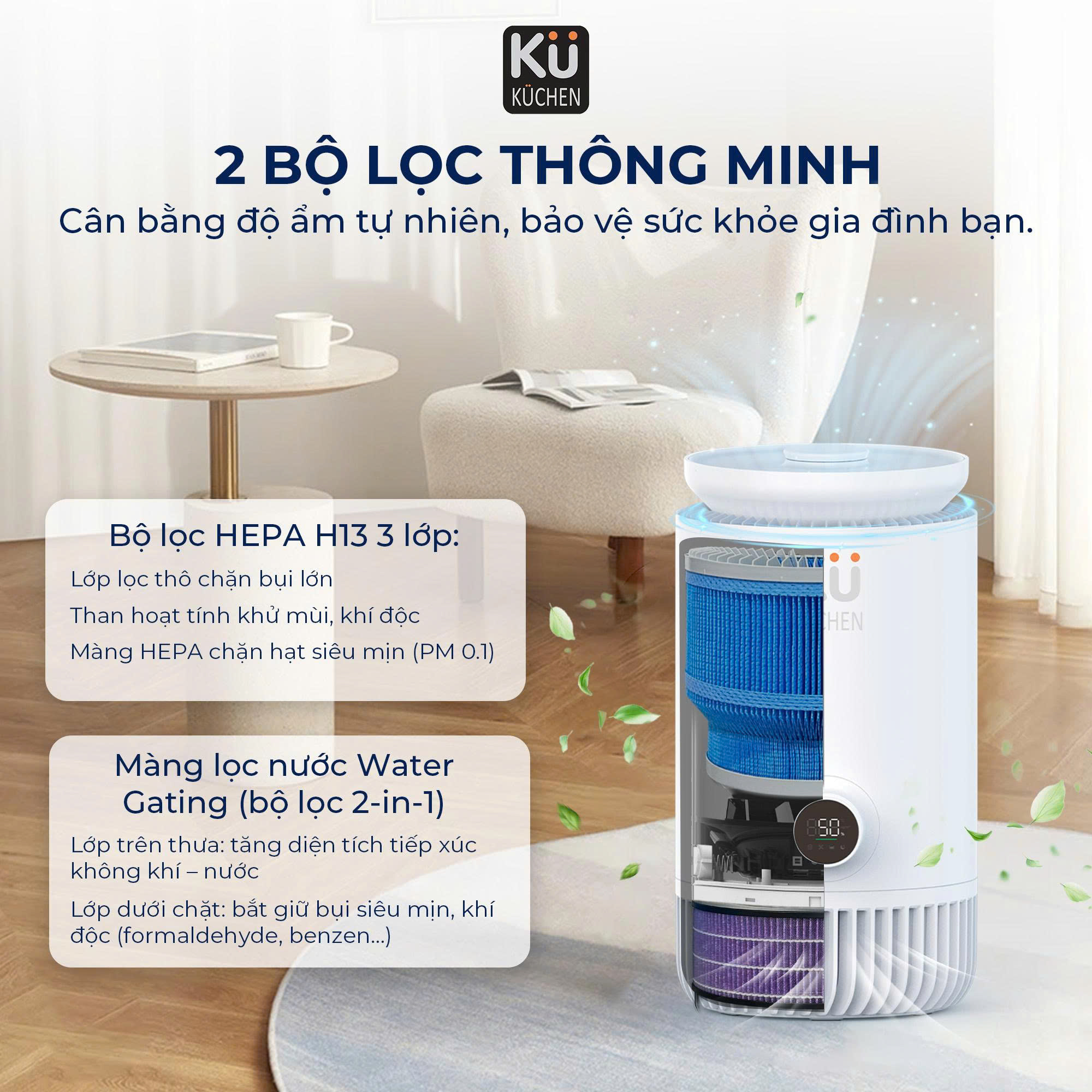 Máy lọc không khí bù ẩm KUCHEN KU2525 - 5