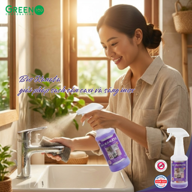 Sạch cặn canxi và sáng inox Bio KANATA (45ml tinh chất pha loãng được 500ml)