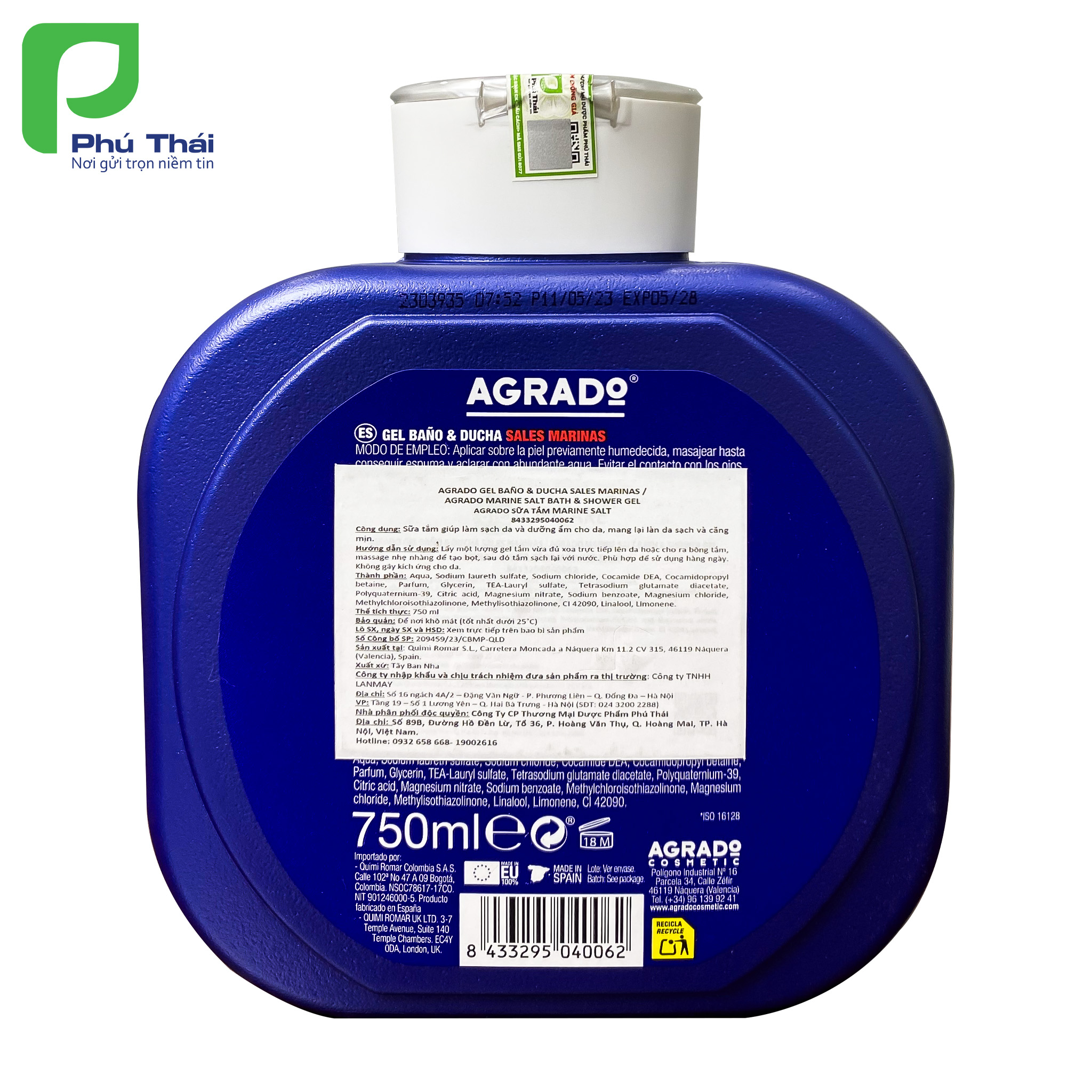 Sữa tắm Agrado hương Marine Salt (Chai 750ml)