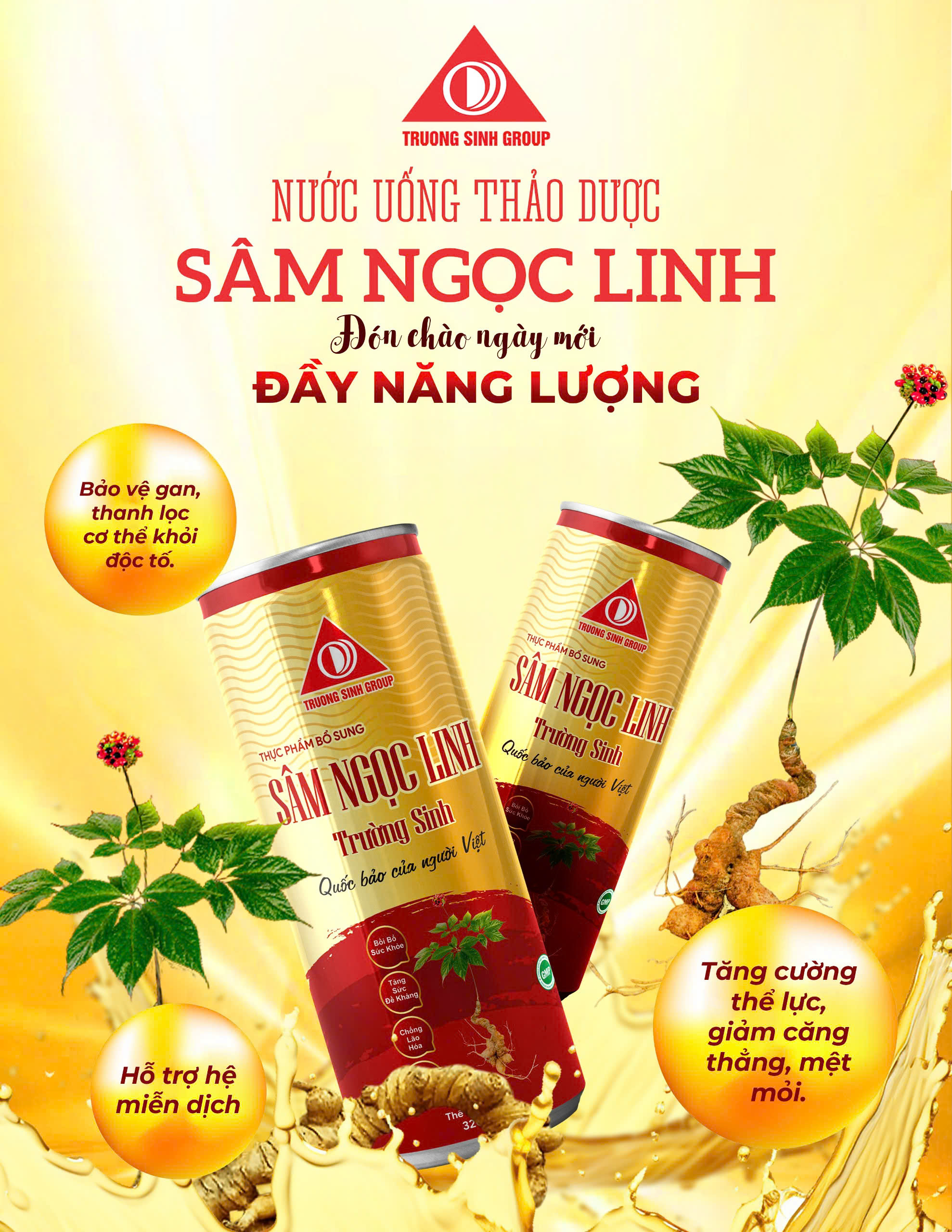 Sâm Ngọc Linh Trường Sinh - đỏ (hộp 06 lon)