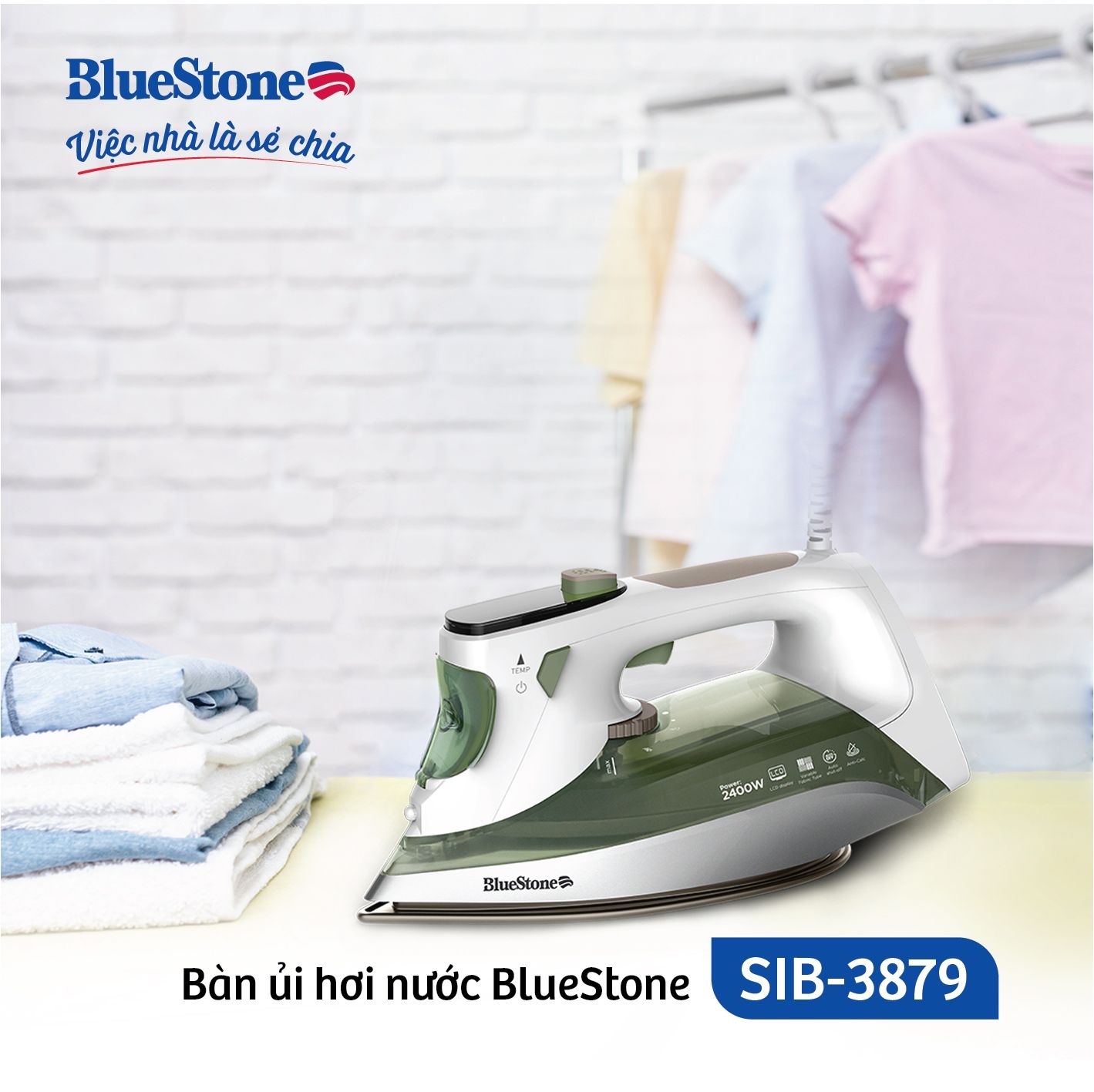 Bàn Ủi Hơi Nước  BlueStone SIB-3879  0.35 Lít 2020-2400W