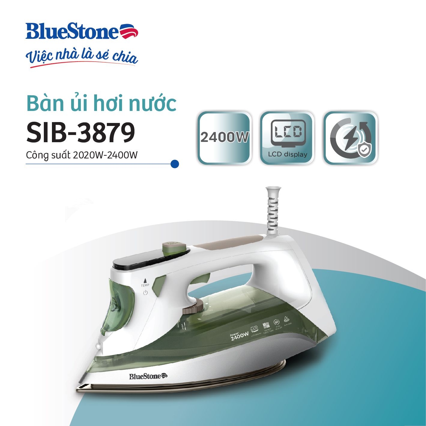 Bàn Ủi Hơi Nước  BlueStone SIB-3879  0.35 Lít 2020-2400W