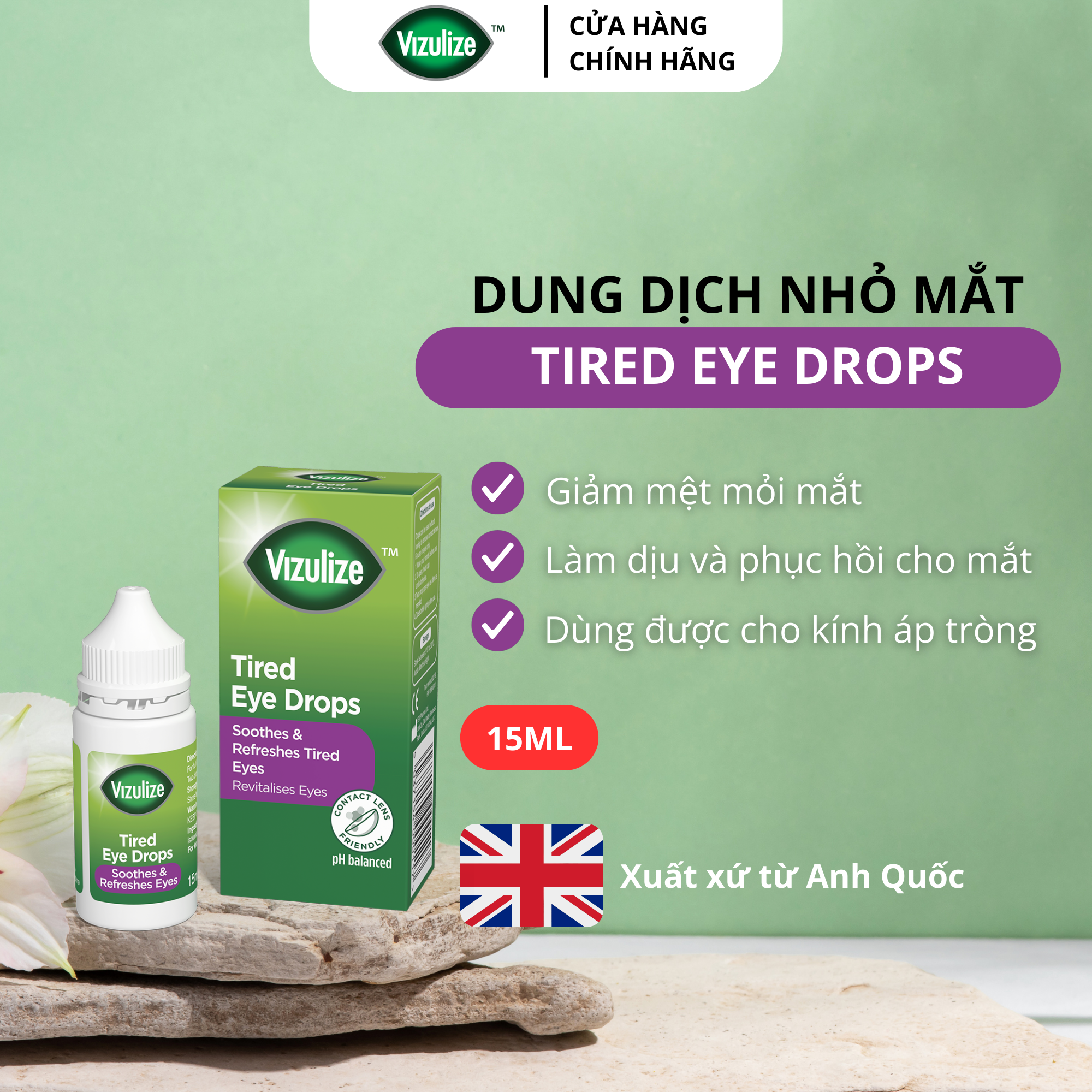 Dung dịch nhỏ mắt Vizulize giảm mệt mỏi mắt - Phân phối chính hãng