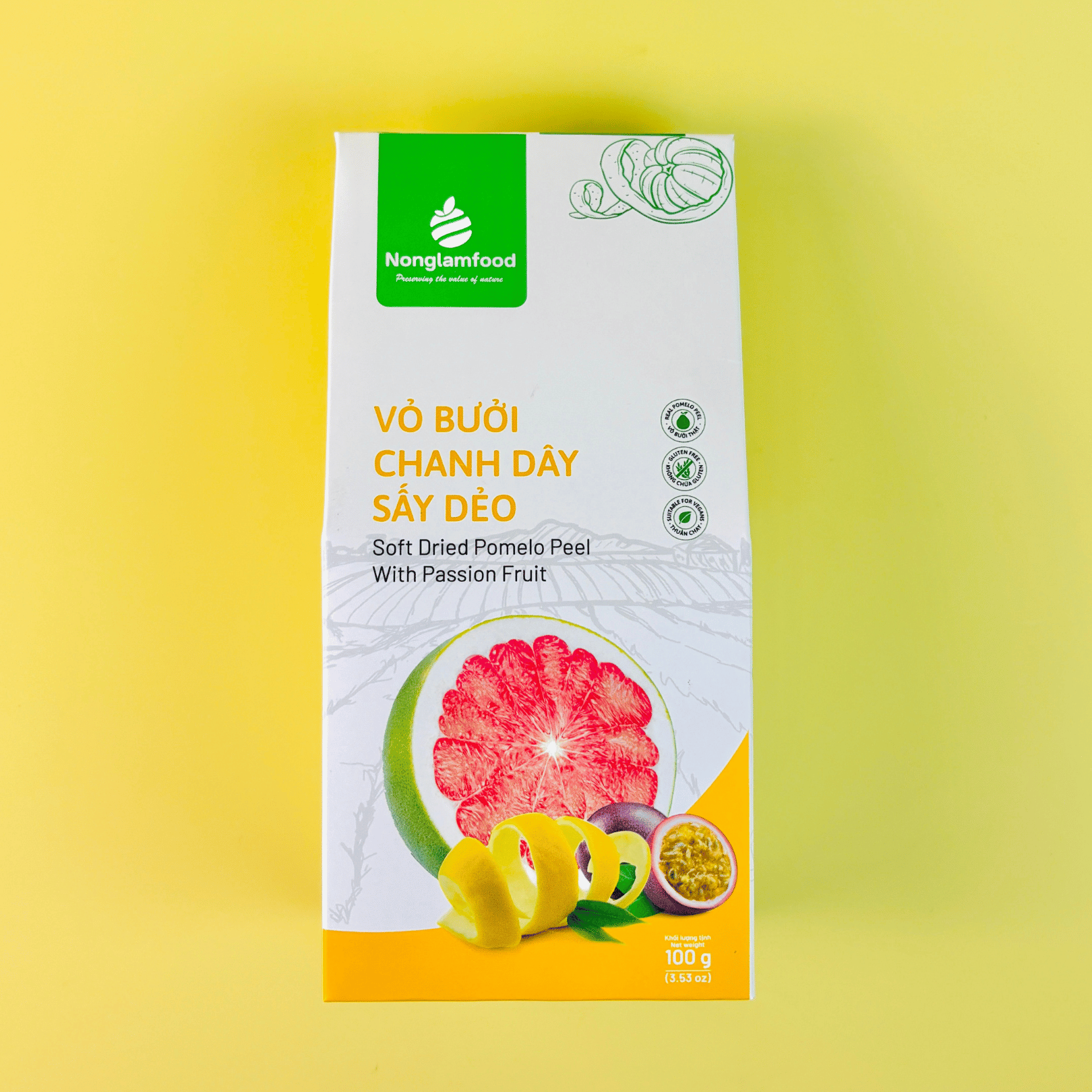 Vỏ bưởi chanh dây sấy dẻo NLF - Hộp 100g