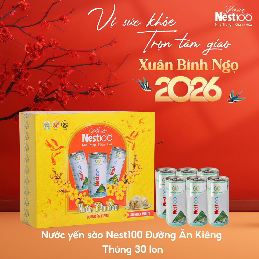 Nước yến sào Nest100 đường ăn kiêng lon 190ml - Thùng 30 lon