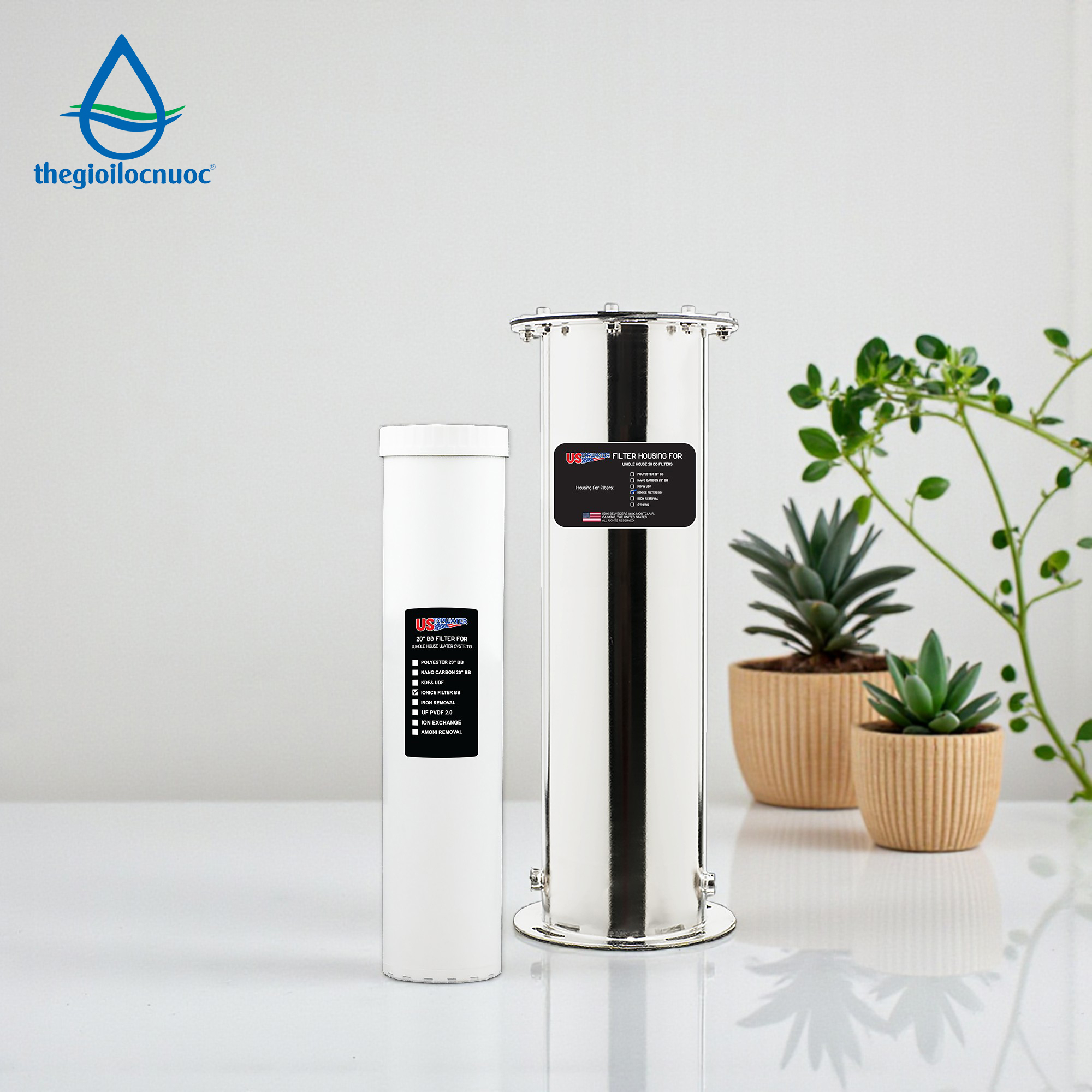 Bộ lọc chống cáu cặn USTopwater SUS 304, Model: Scala-45-US, Công suất 1200 lít/giờ, Vỏ inox 304
