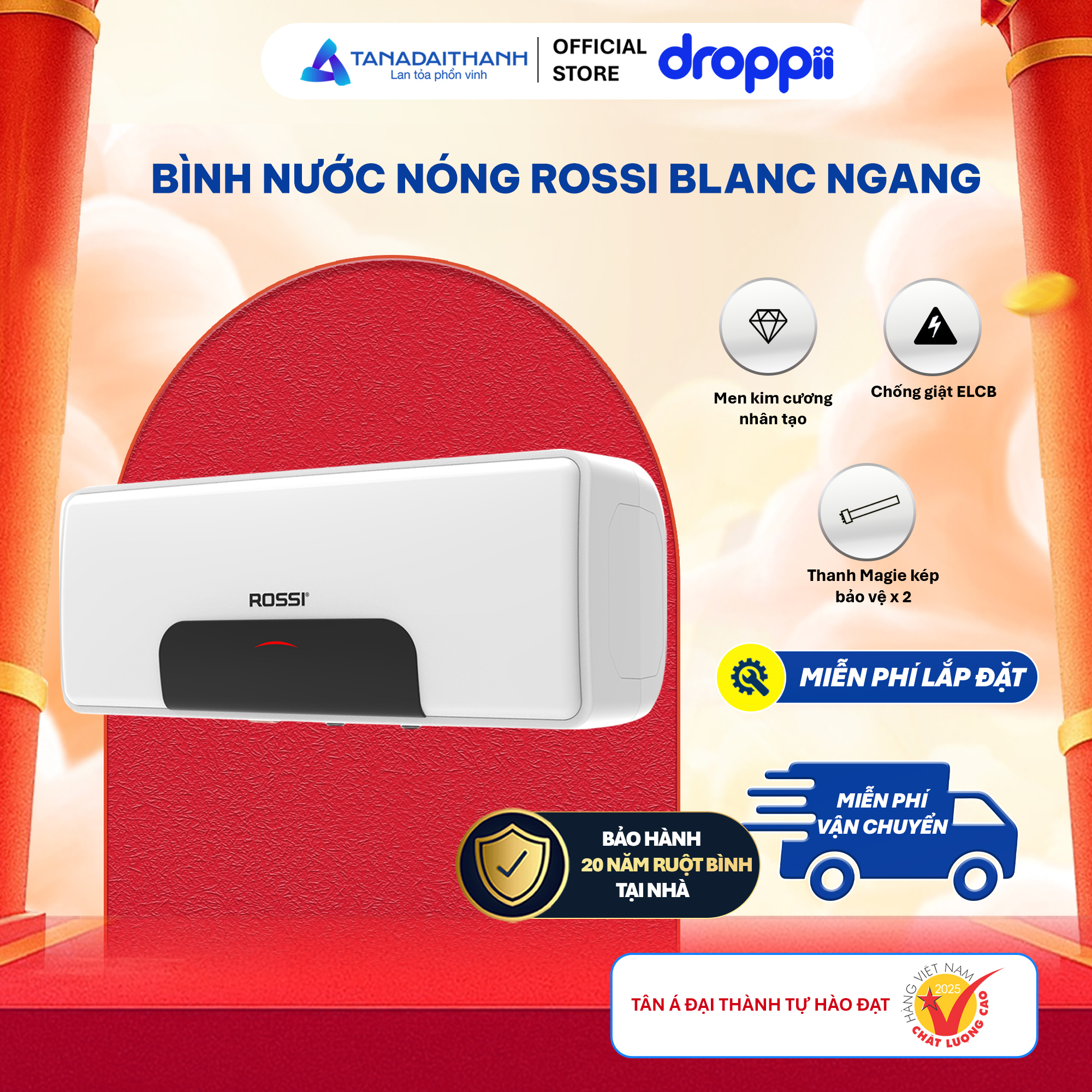 Bình nước nóng ROSSI BLANC RBC 15LSL