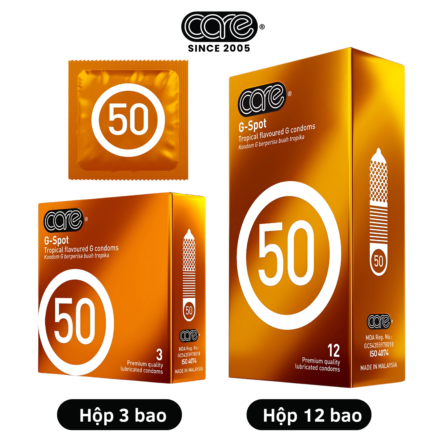 Bao cao su CARE 50 gân gai - hương rừng nhiệt đới (hộp 3 bcs) - 8