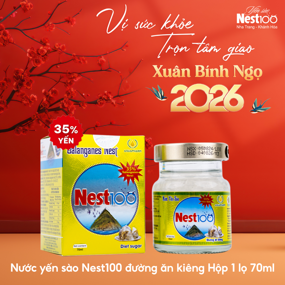 Nước yến sào Nest100 – Đường ăn kiêng (lọ 70ml) - Phân phối chính hãng