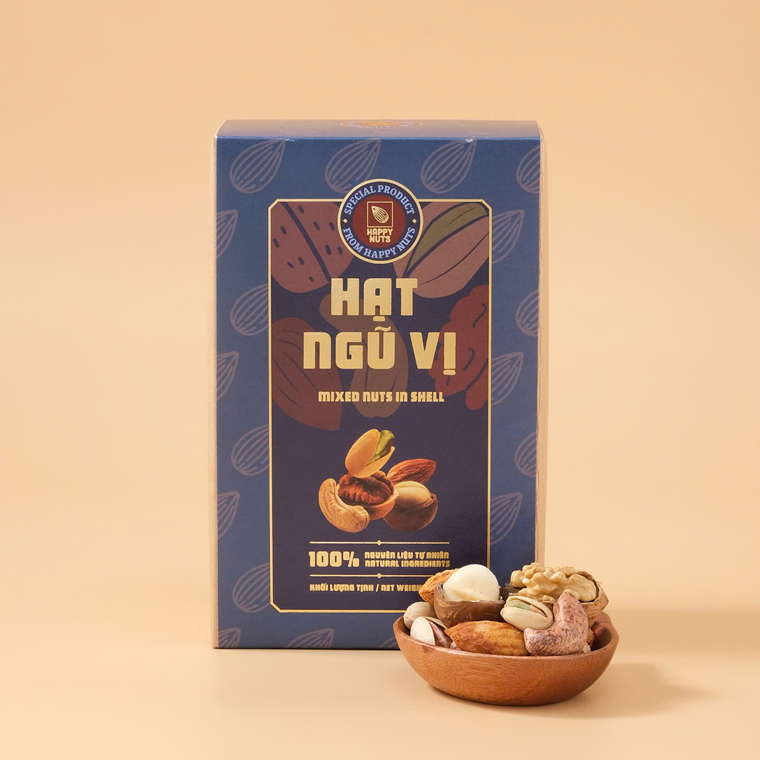 Hạt ngũ vị mix 5 loại hạt Happy Nuts 450gr - Phân phối chính hãng
