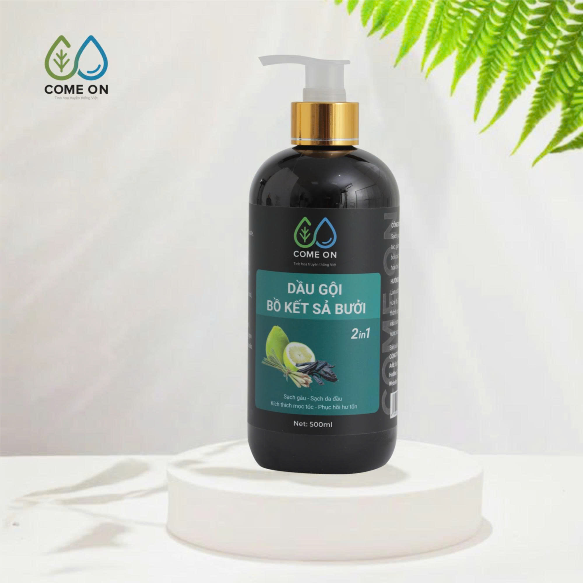 Dầu gội thảo dược bồ kết - sả - bưởi COME ON 500ml - 6