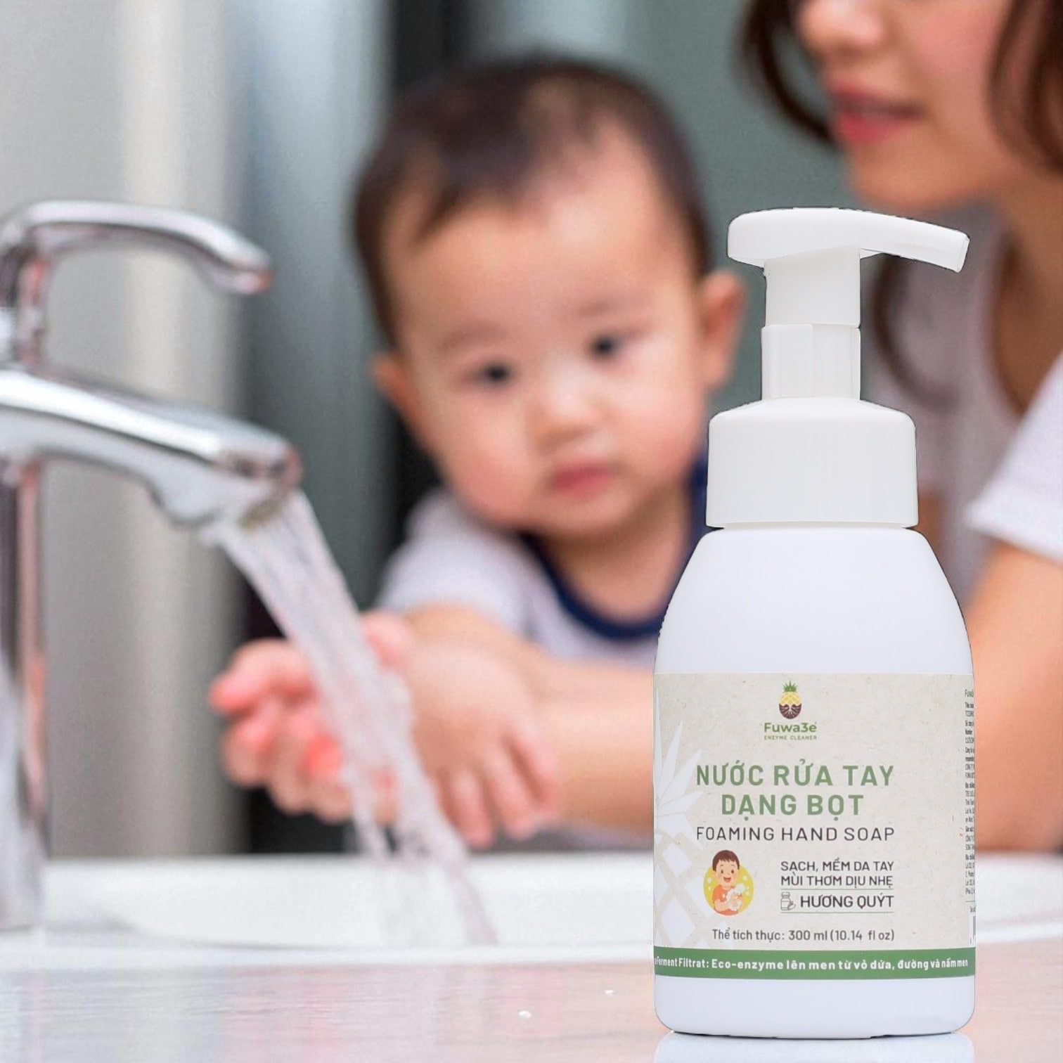 Nước rửa tay bọt Fuwa3e - Đánh bay mùi tanh, hỗ trợ làm sạch nhanh hơn cho bé 300ml
