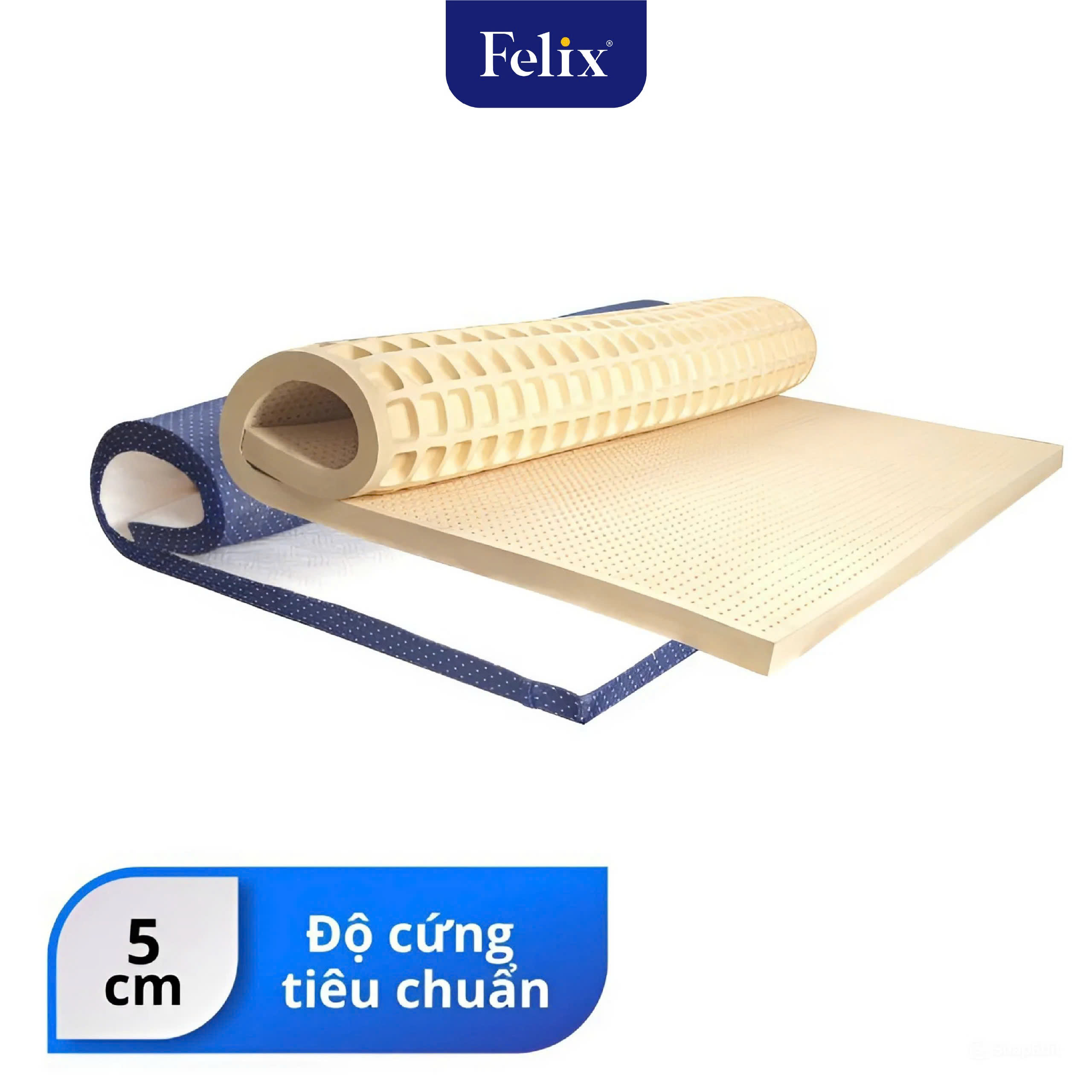 Nệm cao su FELIX Comfort - Độ cứng tiêu chuẩn (Cấp độ 1) - Độ dày nệm 5cm - Phân phối chính hãng
