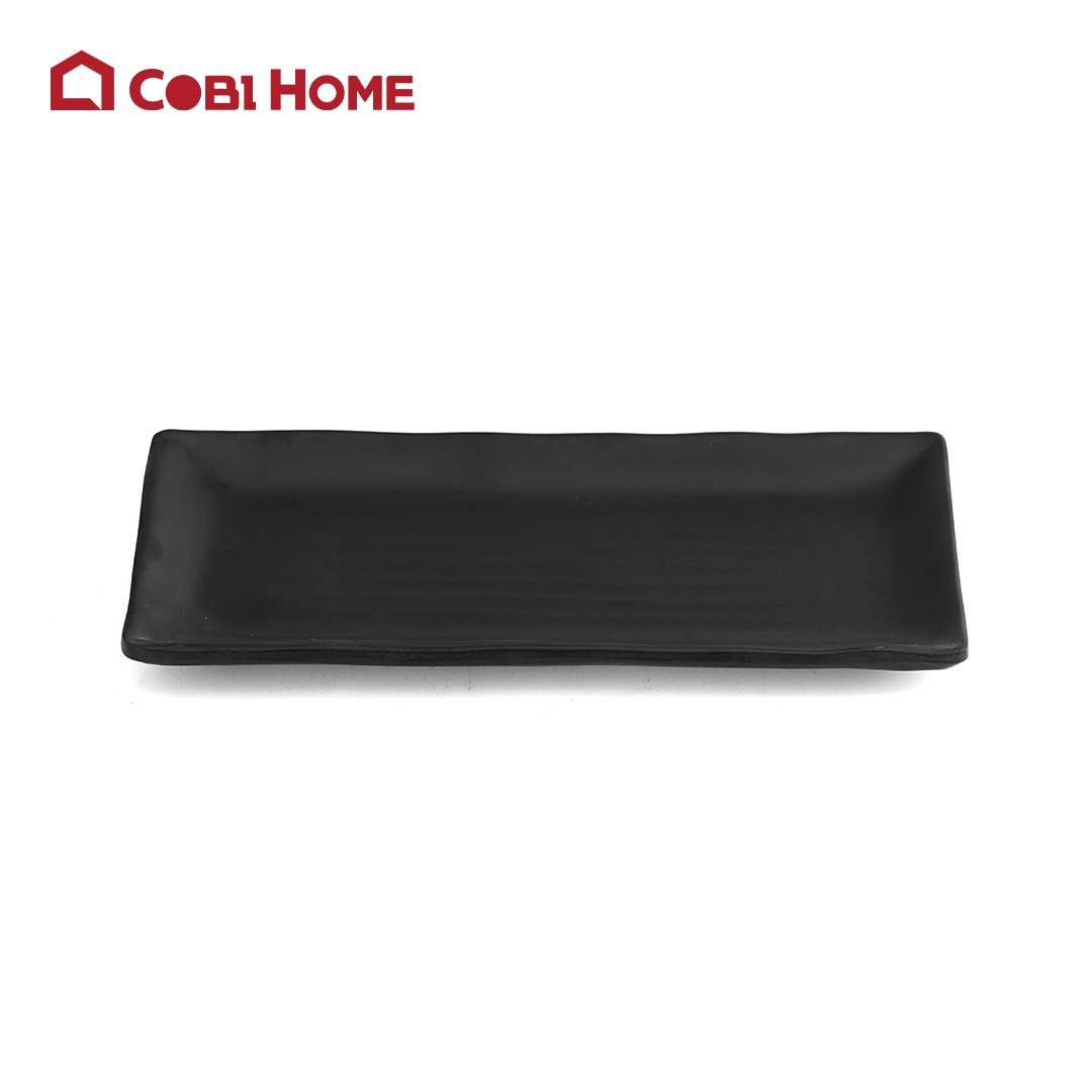 Dĩa Mela đen nhám chữ nhật có vân_378488