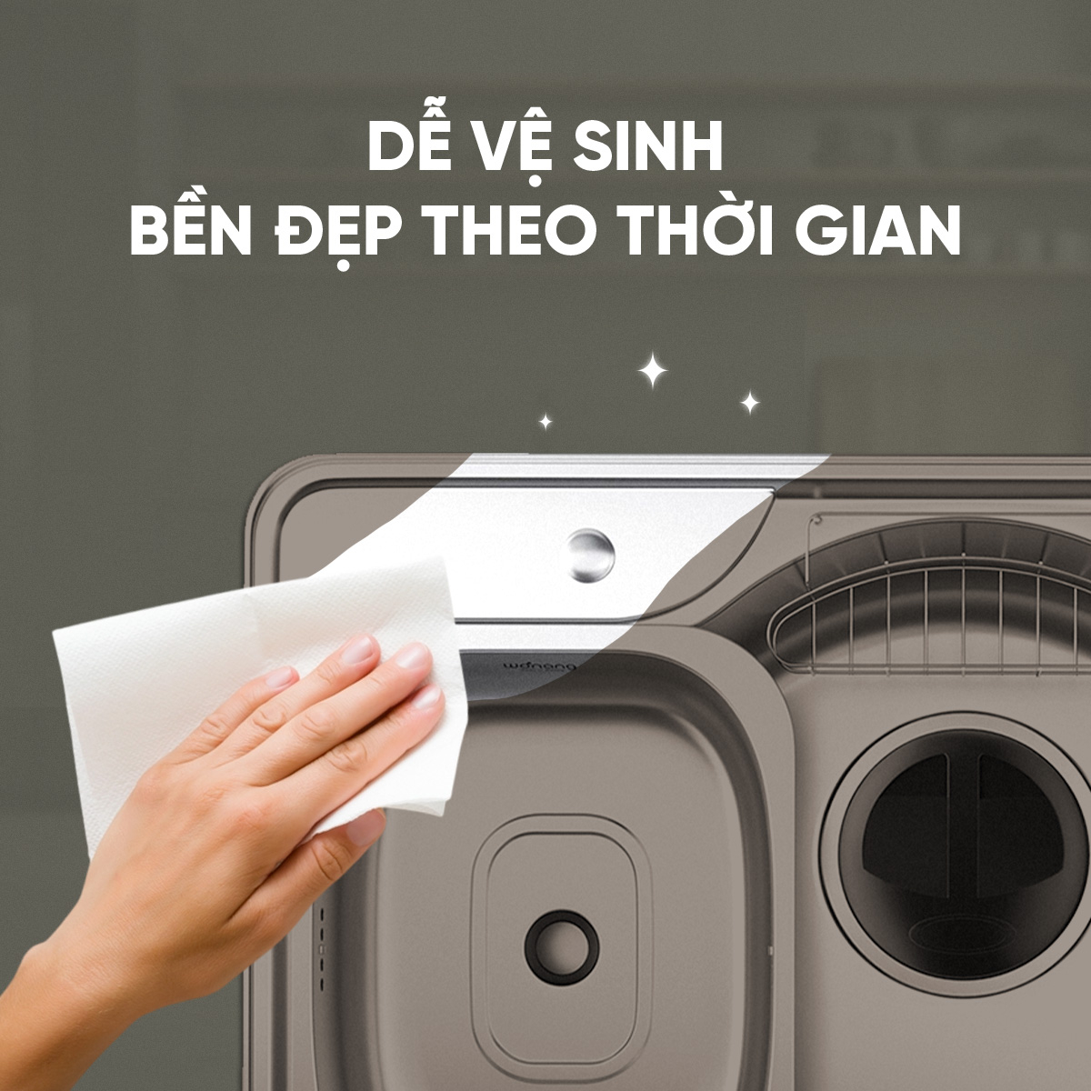 Chậu đơn rửa bát Wonang WKJ08551 một hố inox 304 – Made In Korea - 7