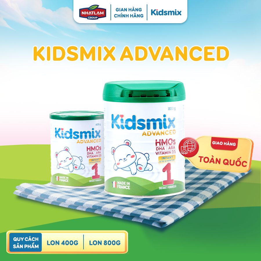 Sữa Bột Công Thức Kidsmix Advanced Số 1 400gr Dành Cho Bé Từ 0-12 Tháng Tuổi