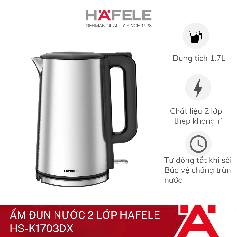 Ấm đun nước 2 lớp Hafele HS-K1703DX 535.44.175 - Phân phối chính hãng