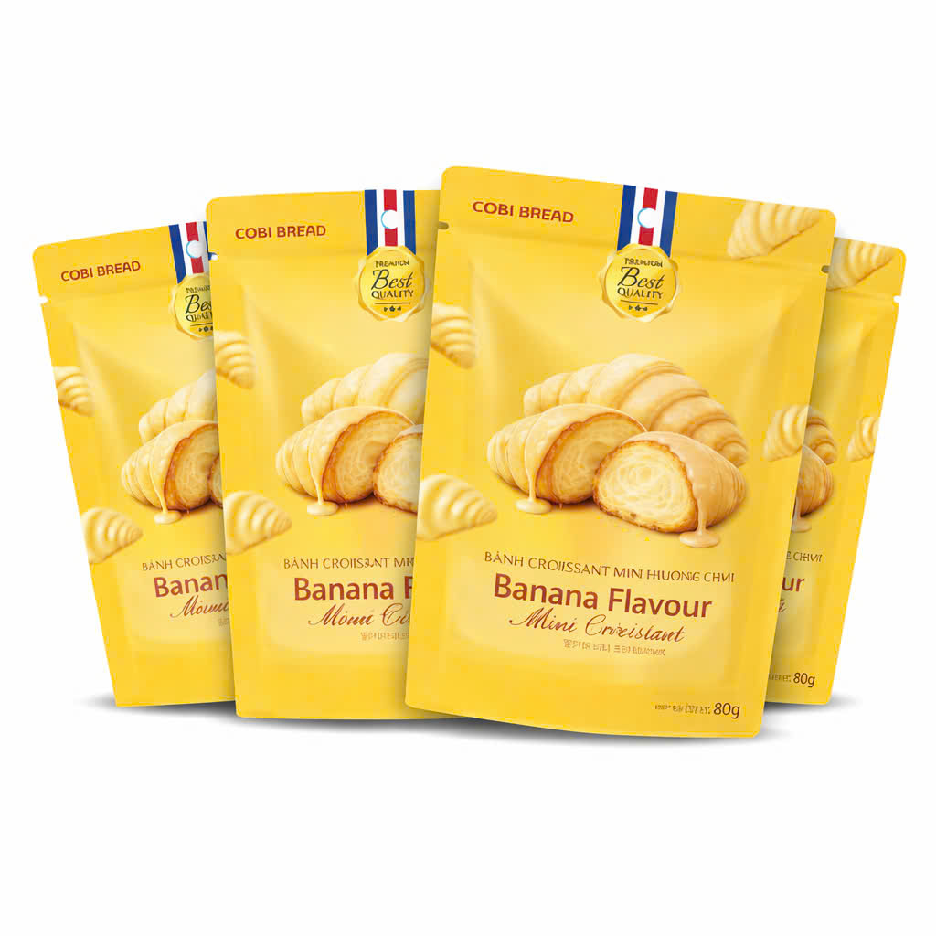 104099_Combo 4 túi bánh snack mini croissant hương chuối - Phân phối chính hãng