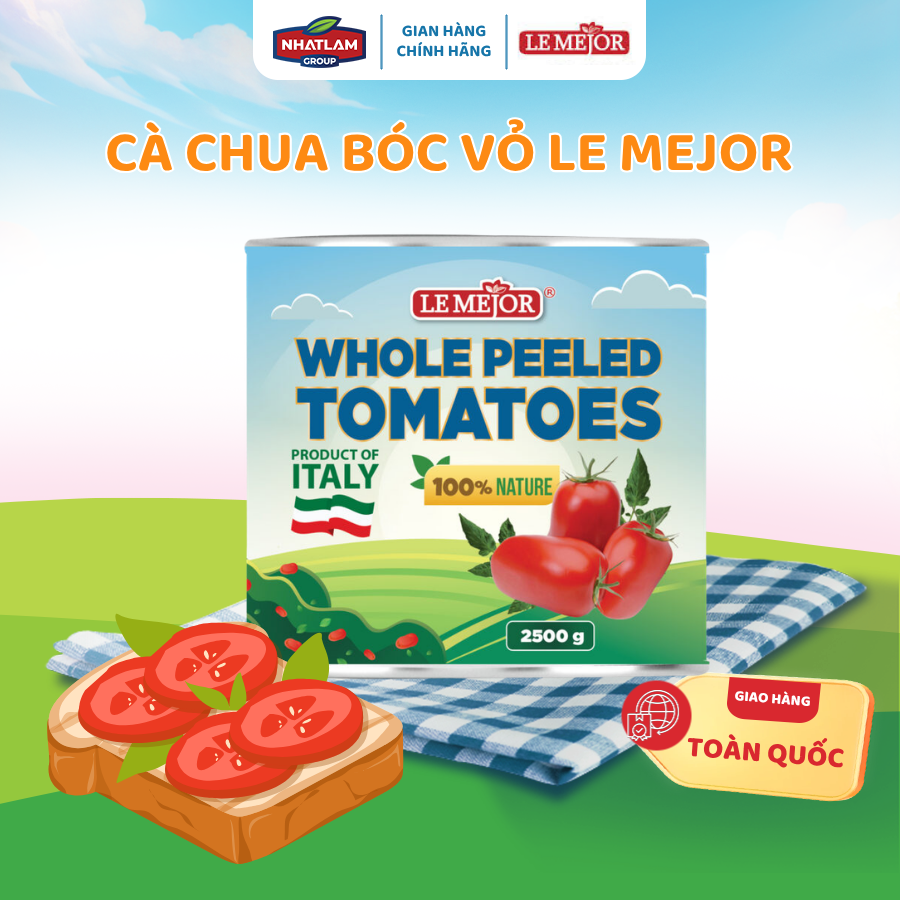 Cà Chua Bóc Vỏ Đóng Hộp LE MEJOR 2500g Chính Hãng, Nguyên Trái