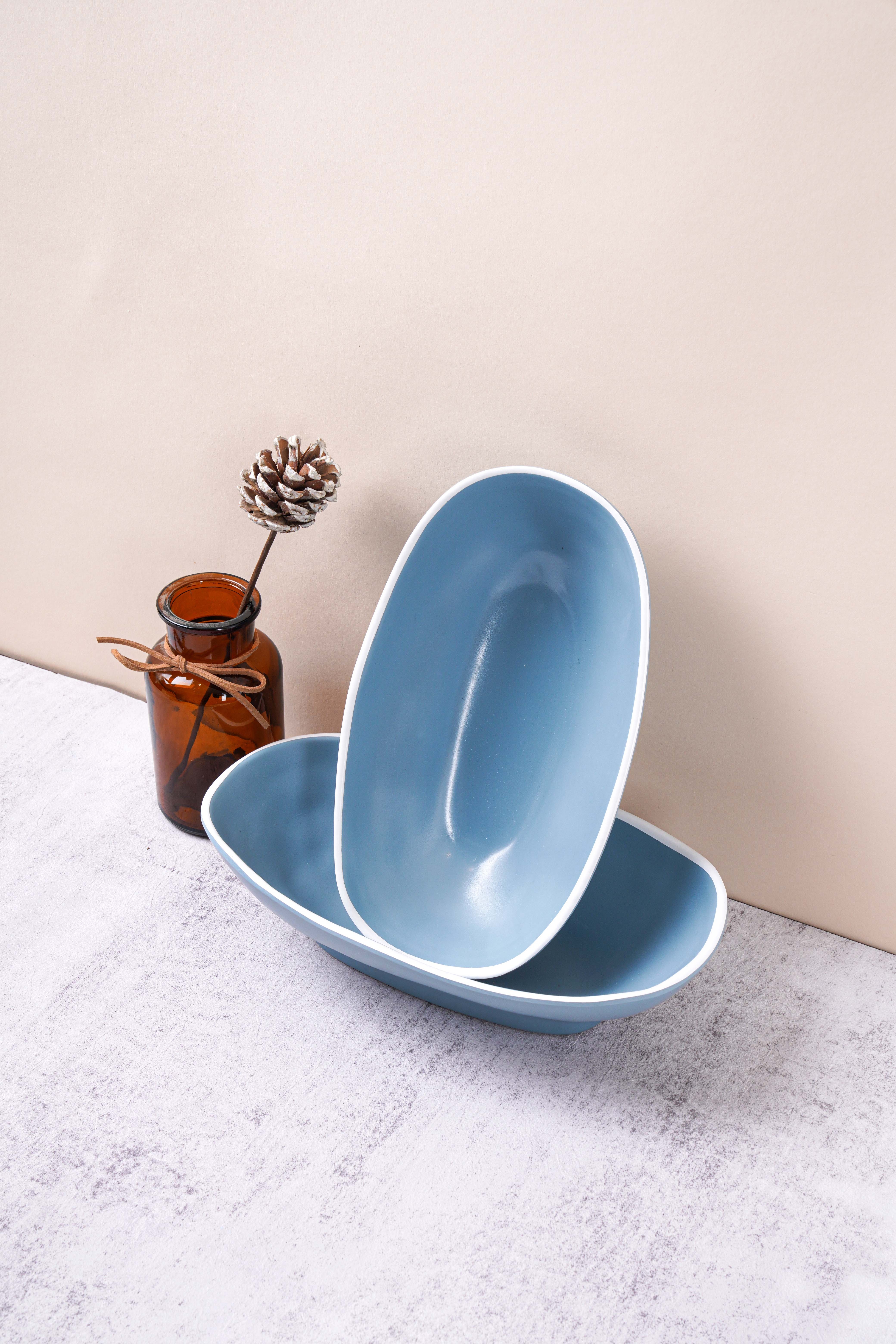 Dĩa xanh trắng Yangge chữ nhật bầu cao 240*140*60_378166_DAA140-095