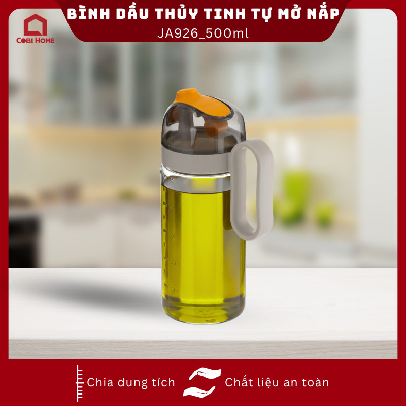 Bình dầu thủy tinh tự mở nắp có tay cầm dung tích 570ml 500ml_376067 - Phân phối chính hãng