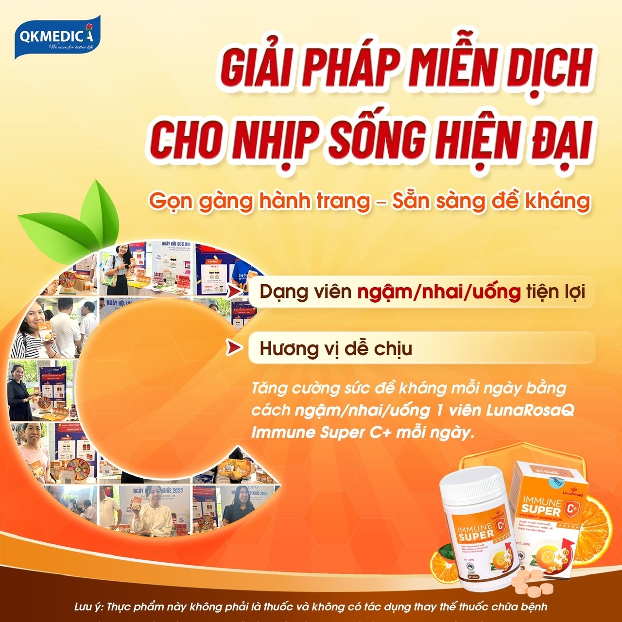 Thực phẩm bảo vệ sức khỏe LunaRosaQ Immune Super C+ (hộp 60 viên)