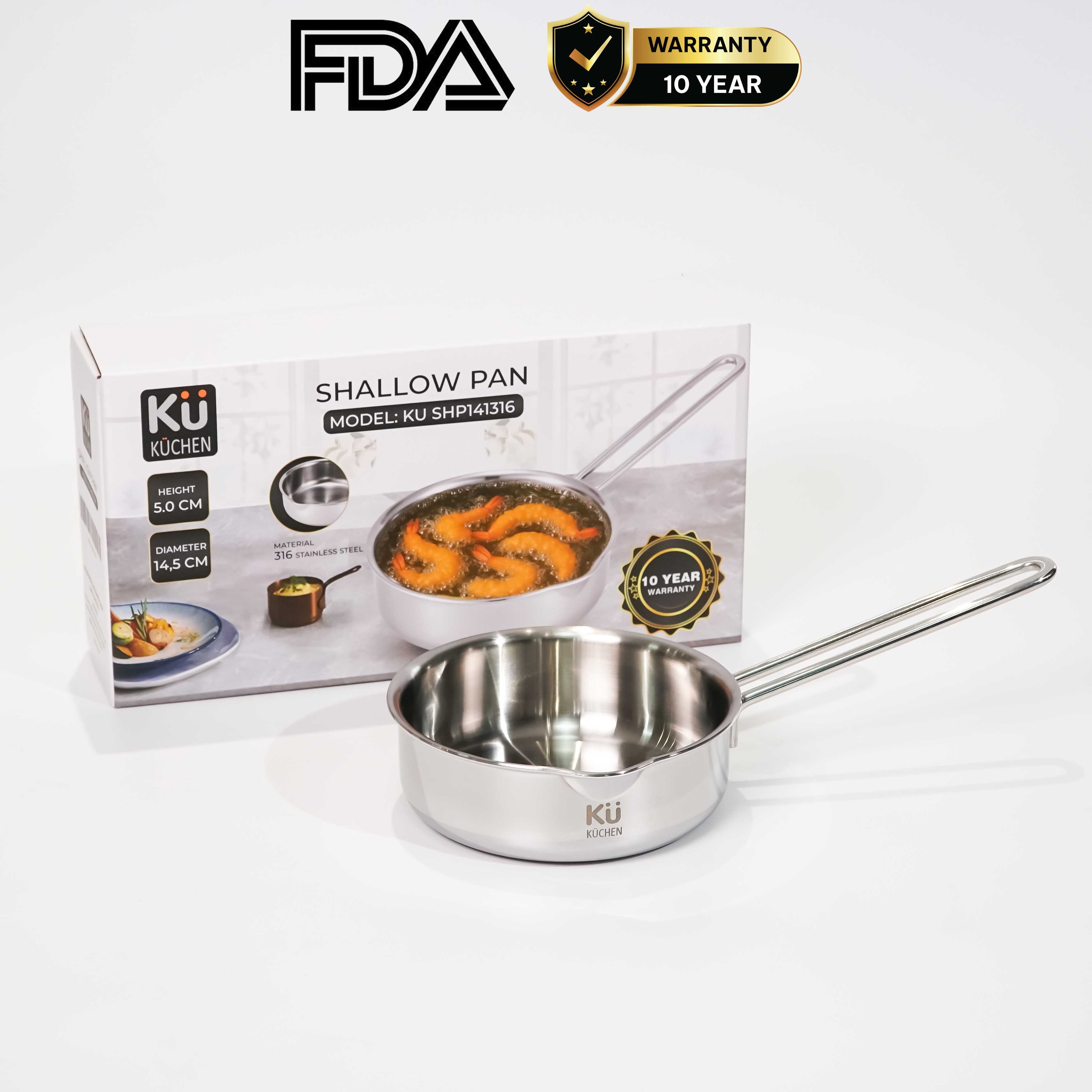 Chảo rán inox 316 14cm cao cấp KUCHEN KU SHP141316