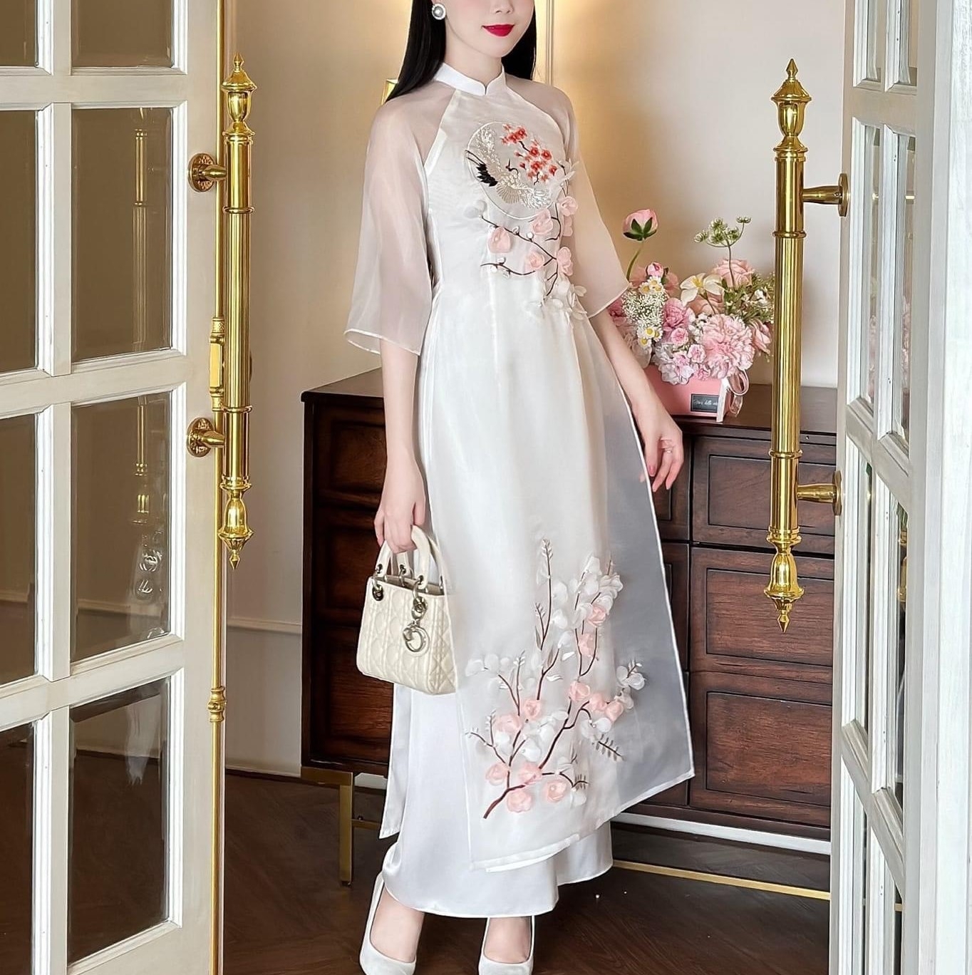 Set Áo dài Voan thêu Ý Nhiên-duoc-ban-tai-Siêu Thị Ánh Nguyệt