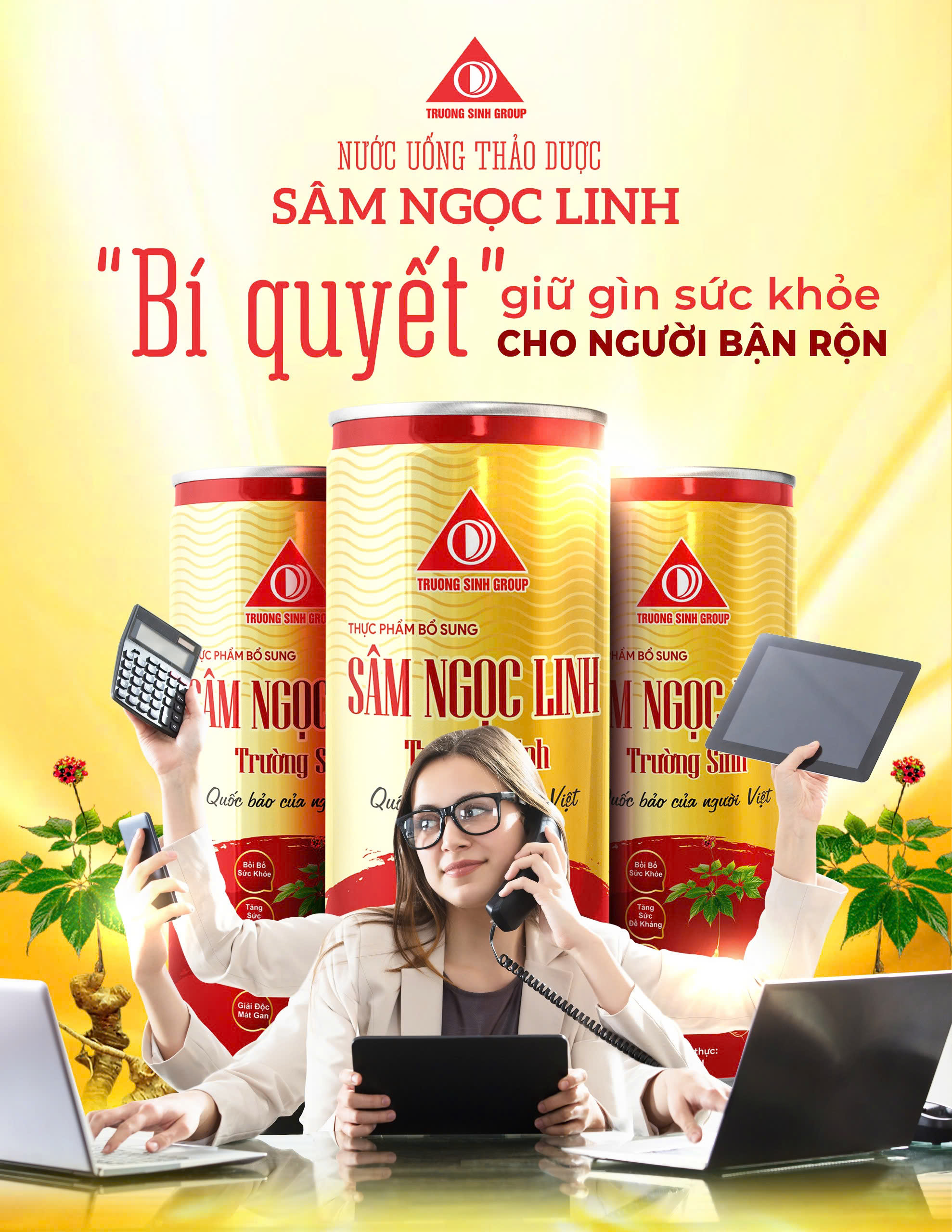 Sâm Ngọc Linh Trường Sinh - đỏ (hộp 06 lon)