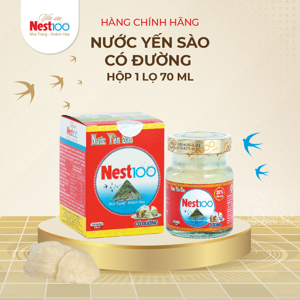 [Hộp 1 lọ 70ml] Yến Chưng Đường Phèn Nest100 - Aquapharm - Phân phối chính hãng