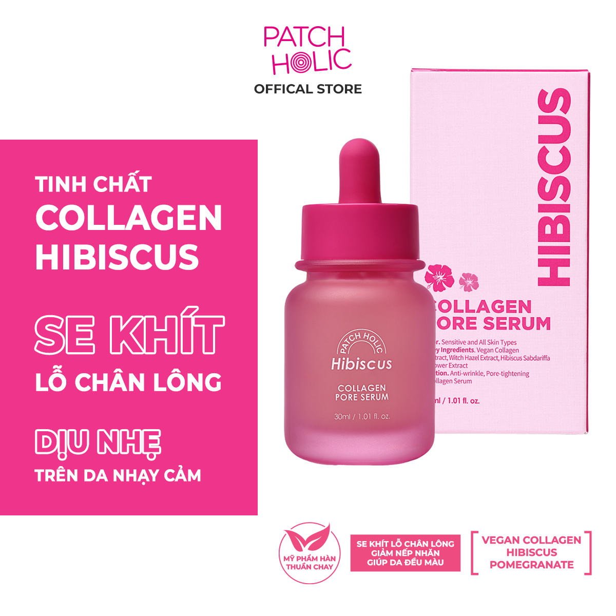 Serum giảm nếp nhăn và se nhỏ lỗ chân lông PATCH HOLIC 30ml