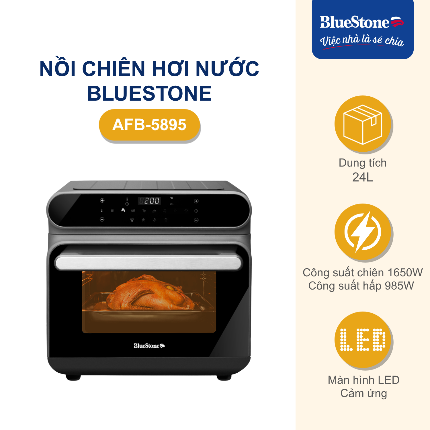 Nồi Chiên Hơi Nước BlueStone AFB-5895 24 Lít 1650W - Phân phối chính hãng