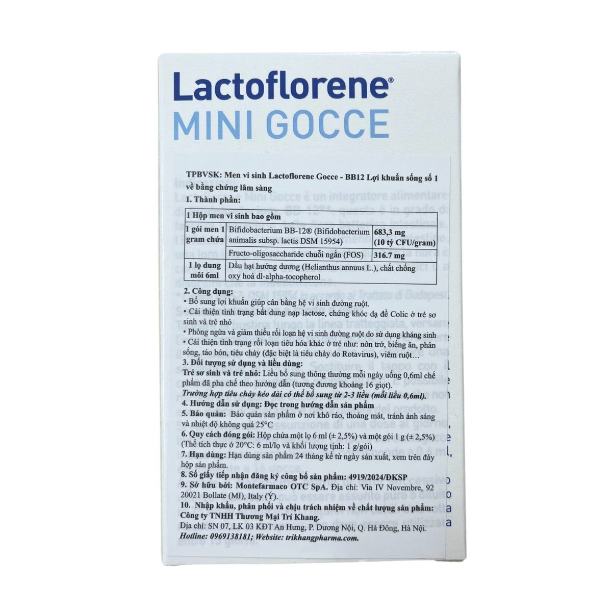 Men vi sinh Lactoflorene BB12 từ Italy giúp hỗ trợ tiêu hóa, tăng miễn dịch cho trẻ sơ sinh từ 0 tháng (lọ 6ml) - 2