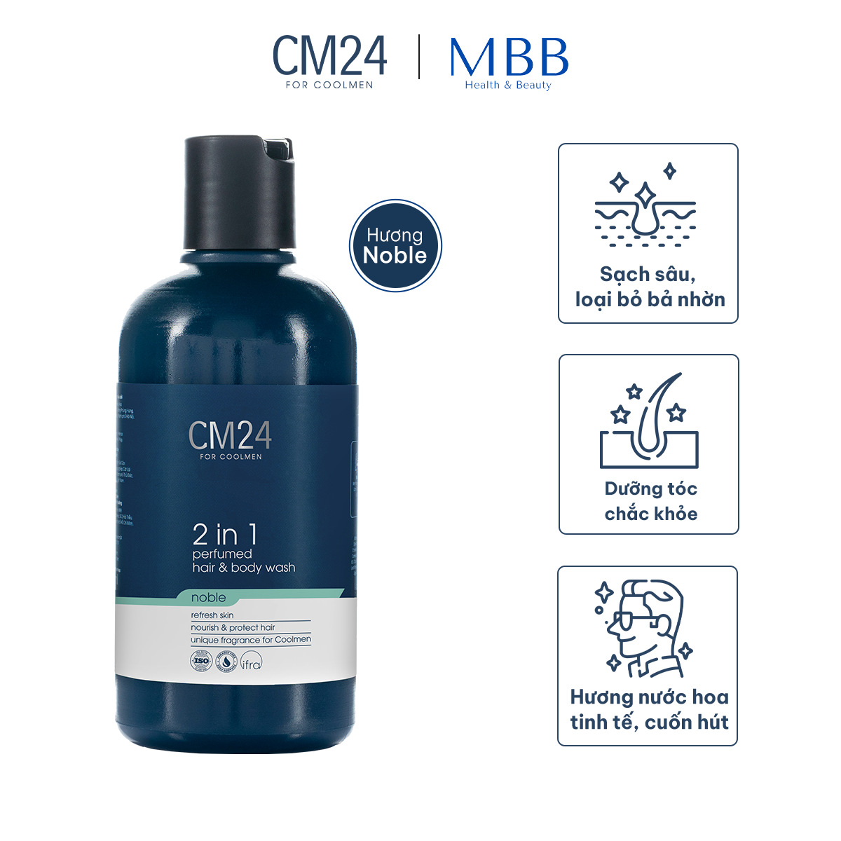Tắm gội nam 2in1 hương nước hoa Noble CM24 180ml