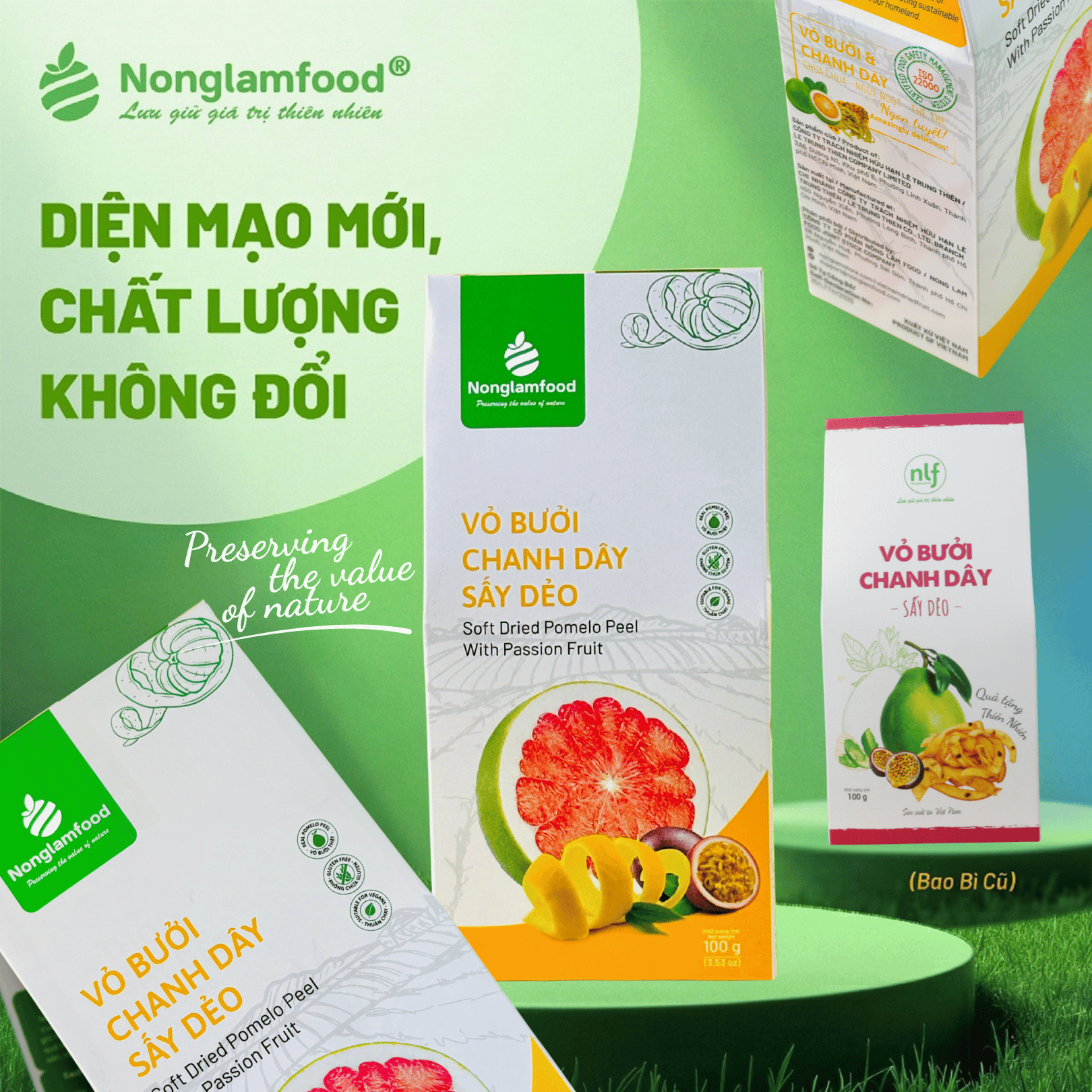 Vỏ bưởi chanh dây sấy dẻo NLF - Hộp 100g