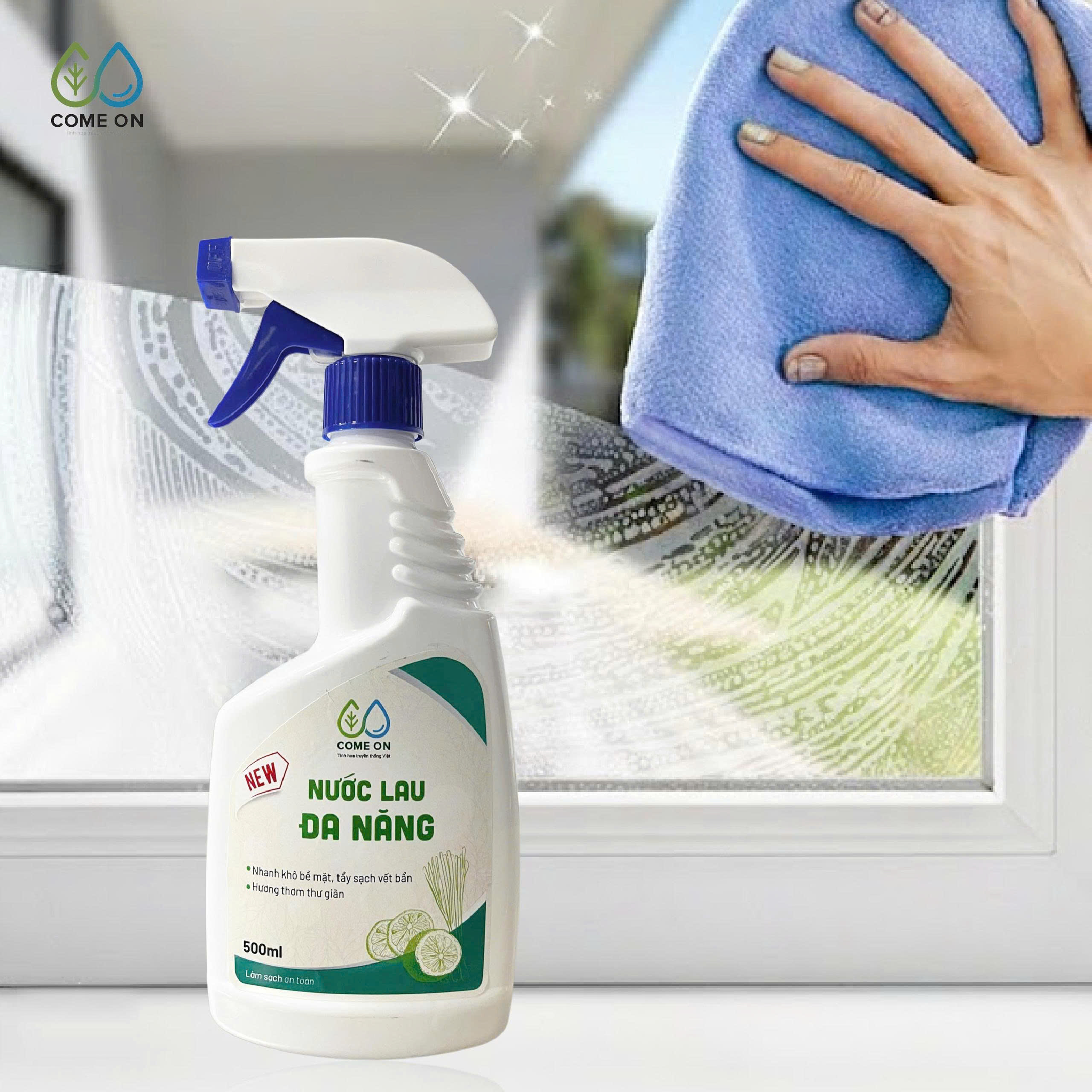 Nước lau đa năng COME ON làm sạch bề mặt, khử mùi, an toàn cho gia đình 500ml