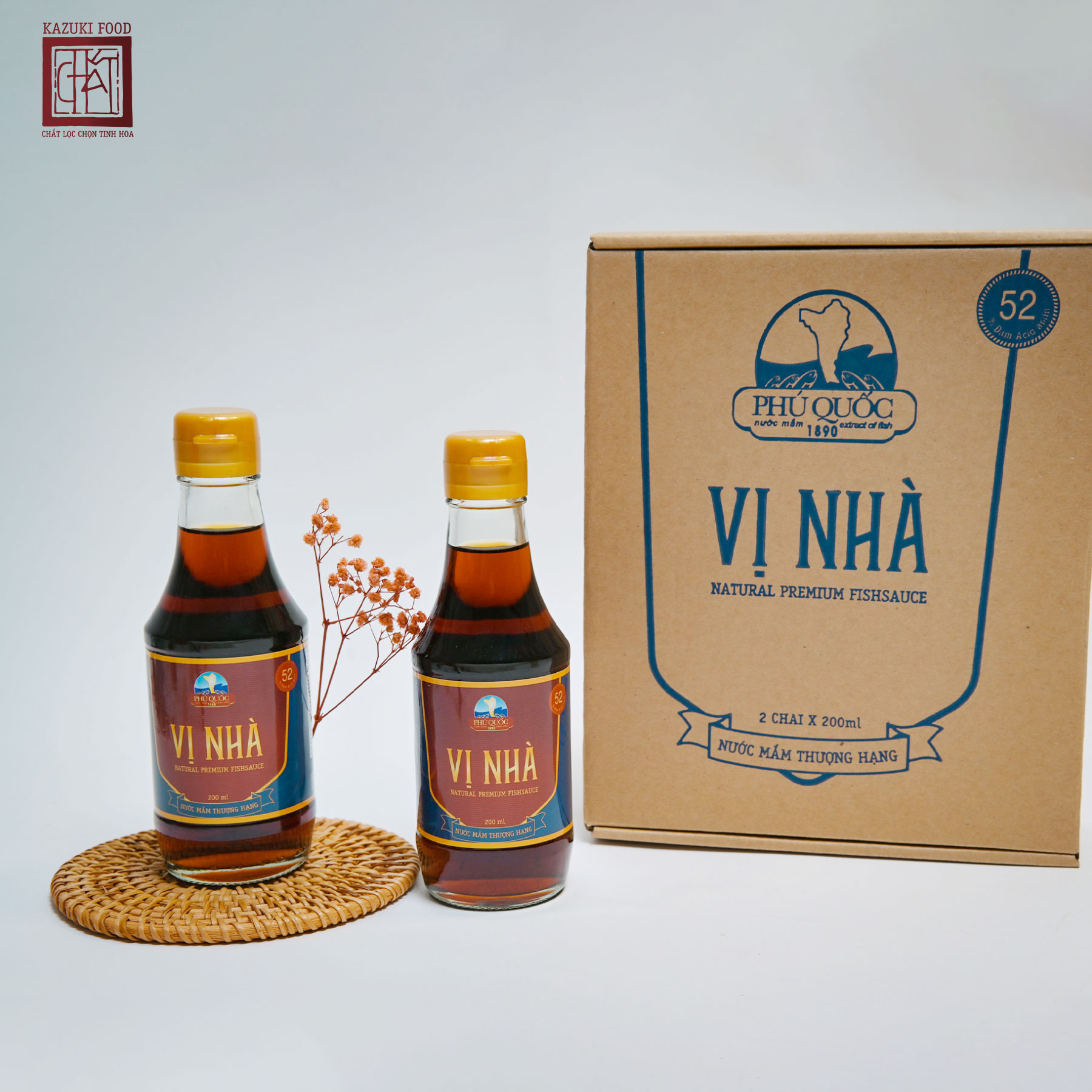 Nước mắm nguyên chất  VỊ NHÀ Phú Quốc (2 chai x 200ml/ 1 chai)