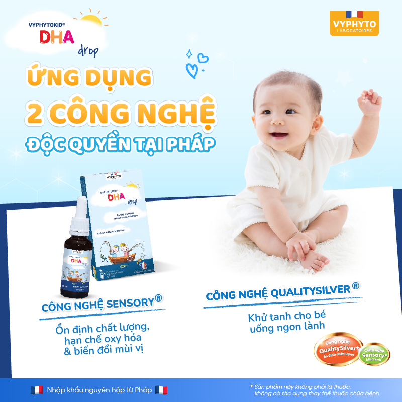 Thực phẩm bảo vệ sức khỏe VYPHYTOKID DHA drop bổ sung DHA hàm lượng cao cho bé