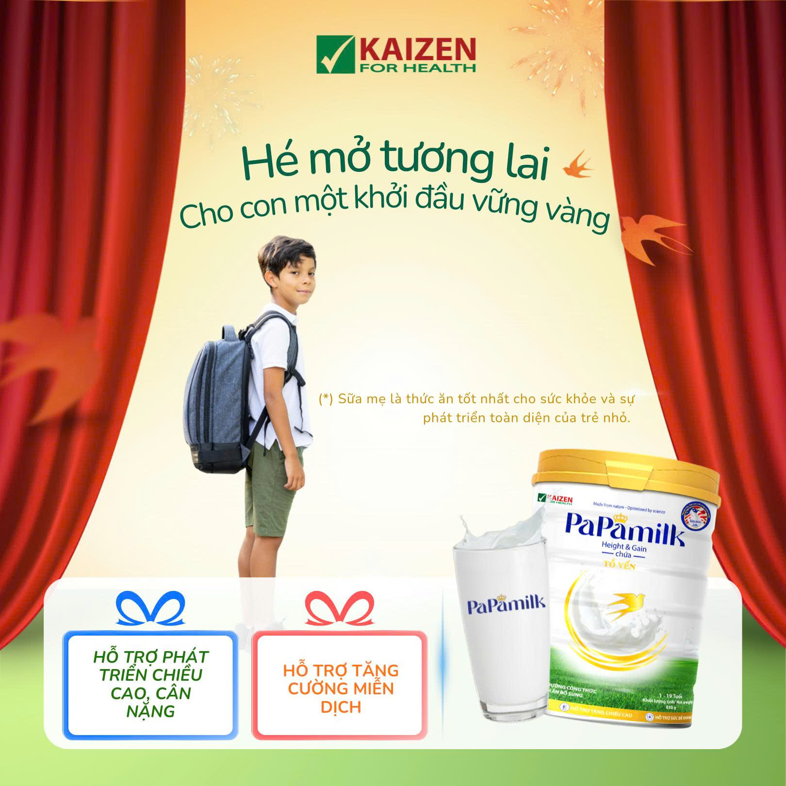 Sữa non tổ yến Papamilk Height & Gain giúp tăng cân tăng chiều cao cho Trẻ từ 1-19 tuổi - Lon 830G
