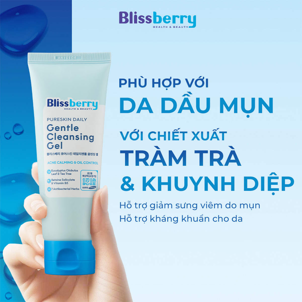 Sữa rửa mặt da dầu sạch sâu & giảm mụn Blissberry 100ml