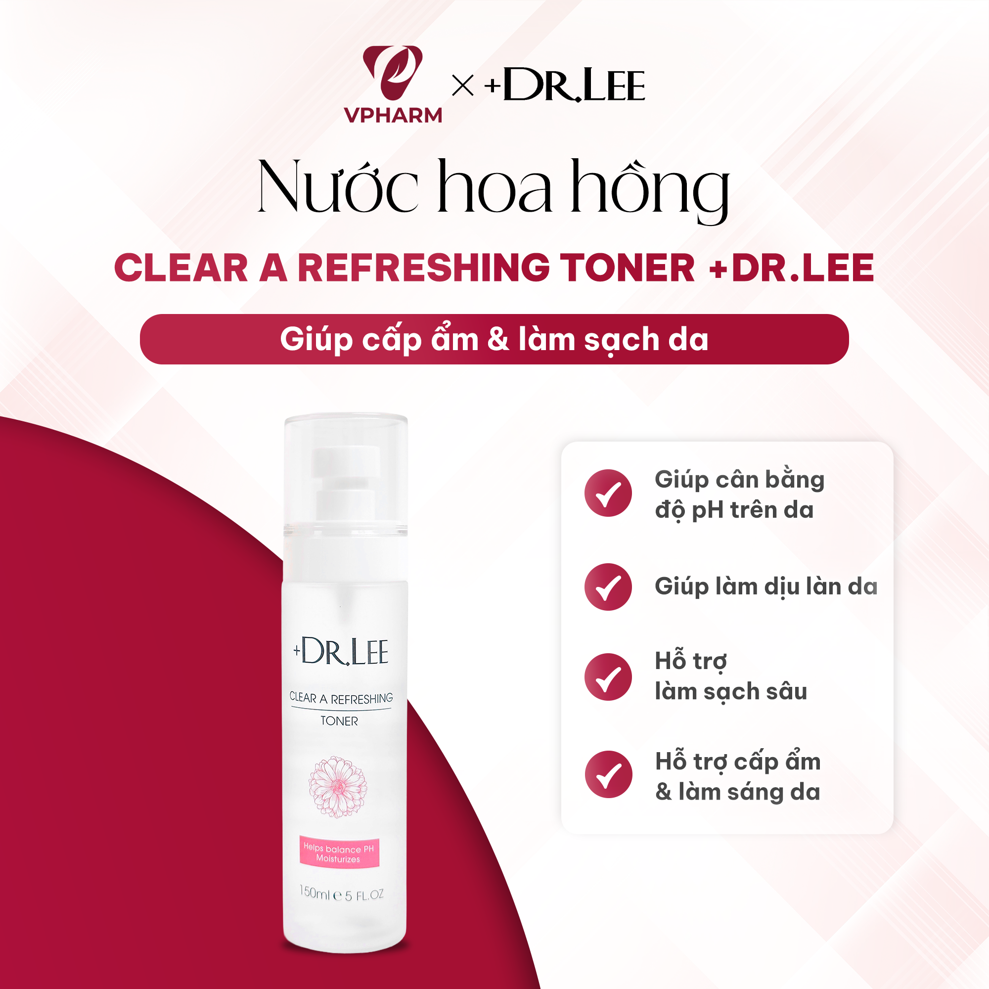 Nước hoa hồng cấp ẩm +Dr.lee 150ml - Clear A Refreshing Toner +Dr.lee