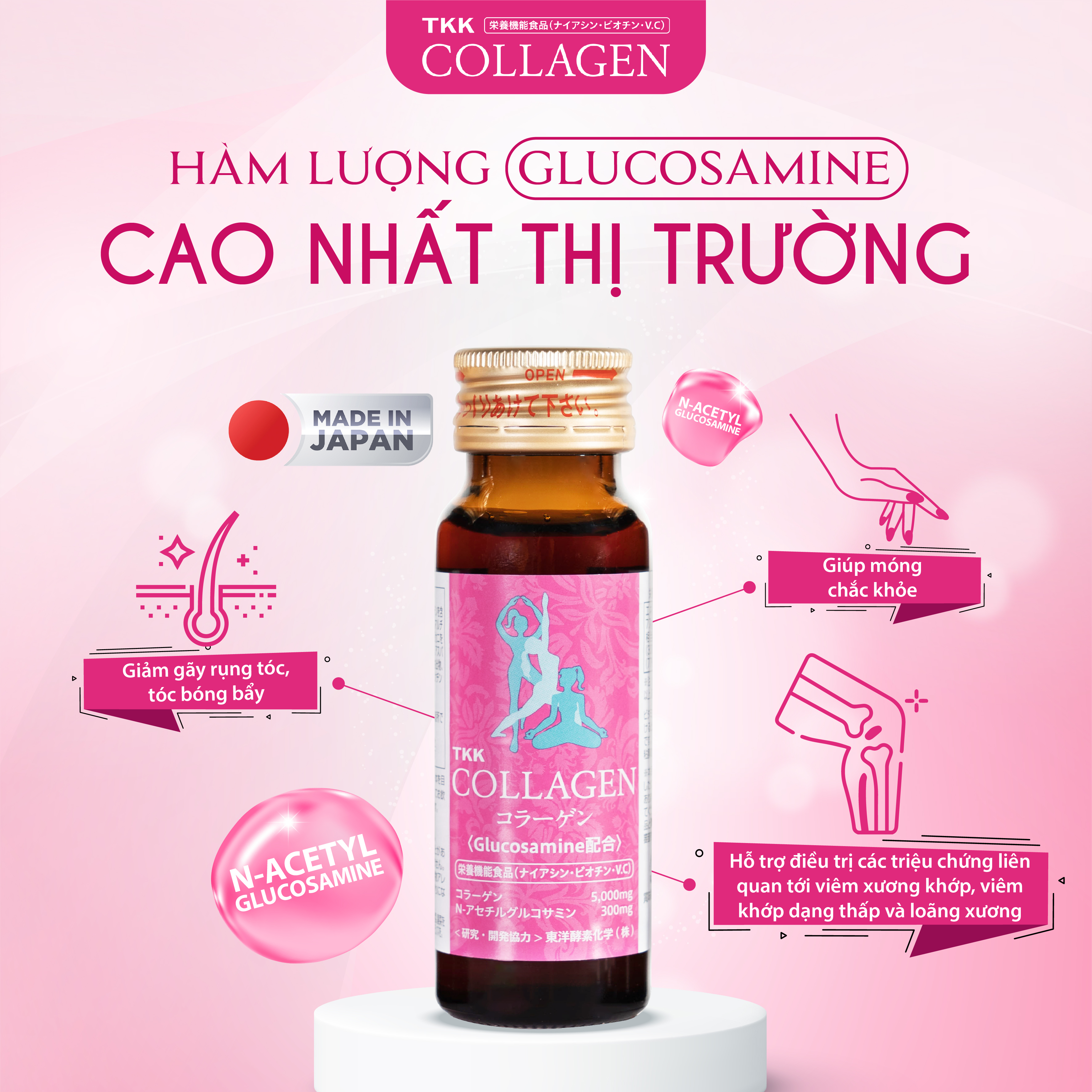 Nước uống làm đẹp da bổ sung Collagen – TKK Collagen Drinks (Hộp 10 lọ) - Phân phối chính hãng