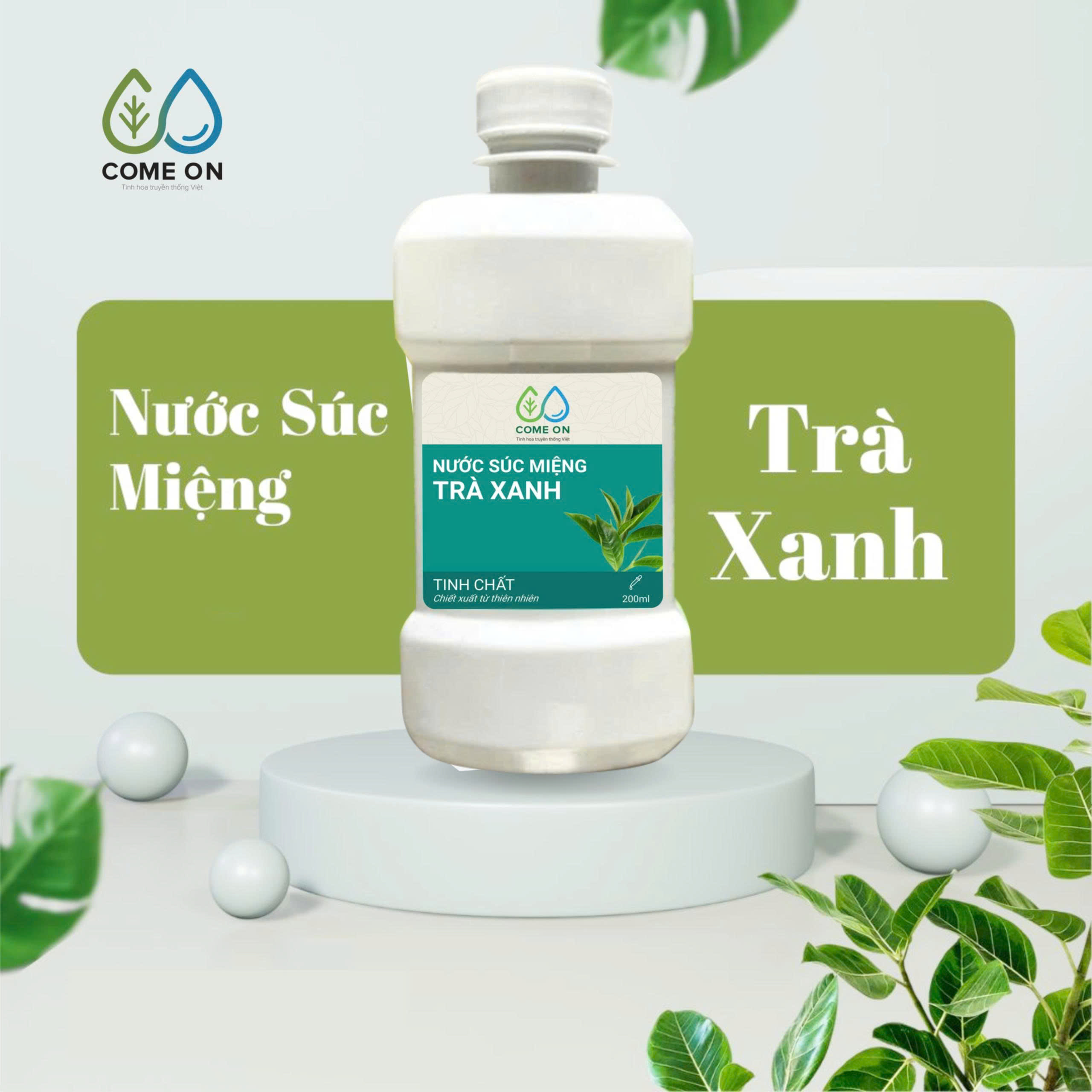 Nước súc miệng trà xanh COME ON sạch miệng, sạch mảng bám, thơm miệng 200ml